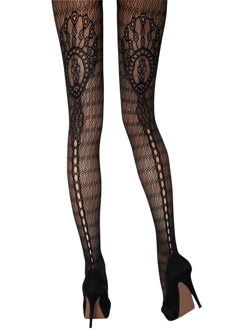 Jonathan Aston Faith Lace Pattern Tights, Black