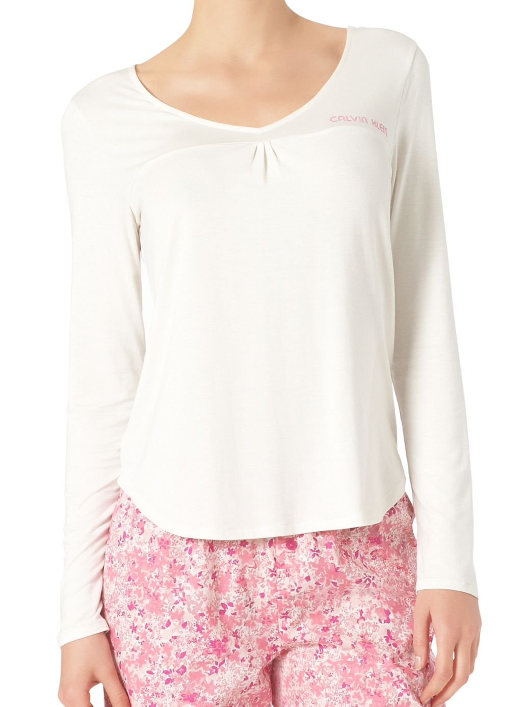 Calvin Klein Long Sleeve Pyjama Top, Ivory