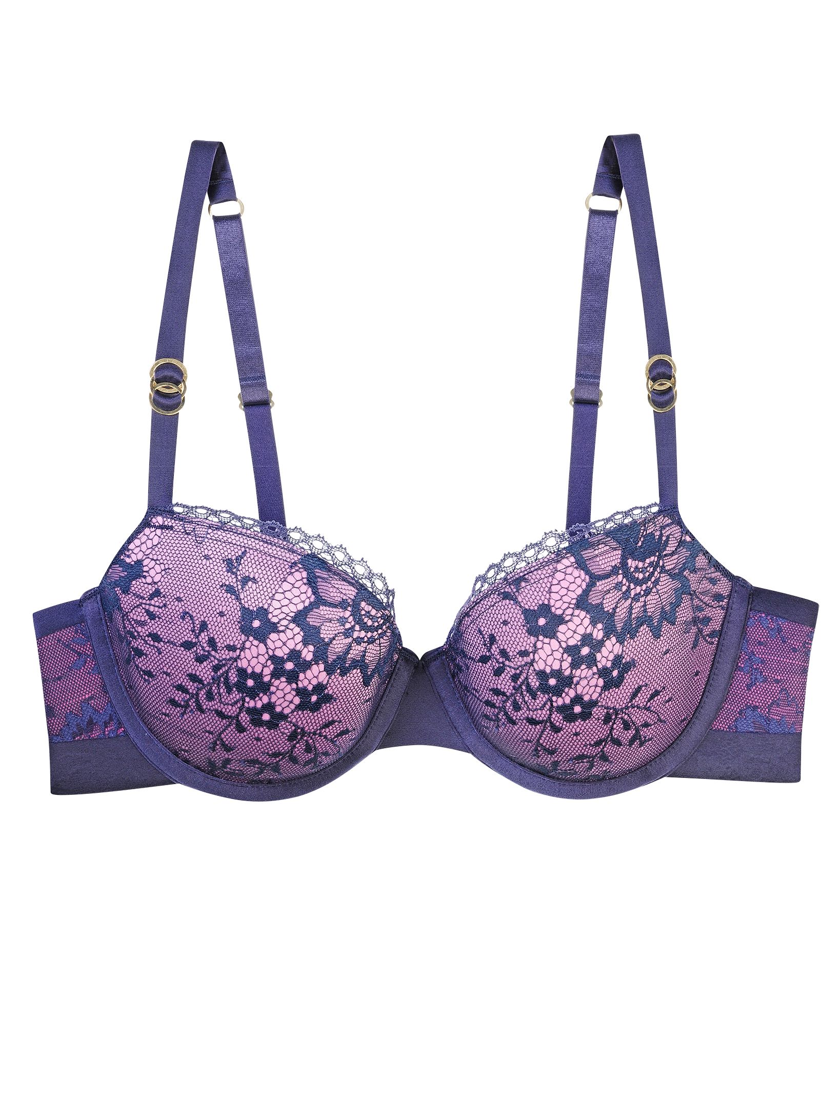 Stella McCartney Lace Balcony Bra, Ink/Lilac