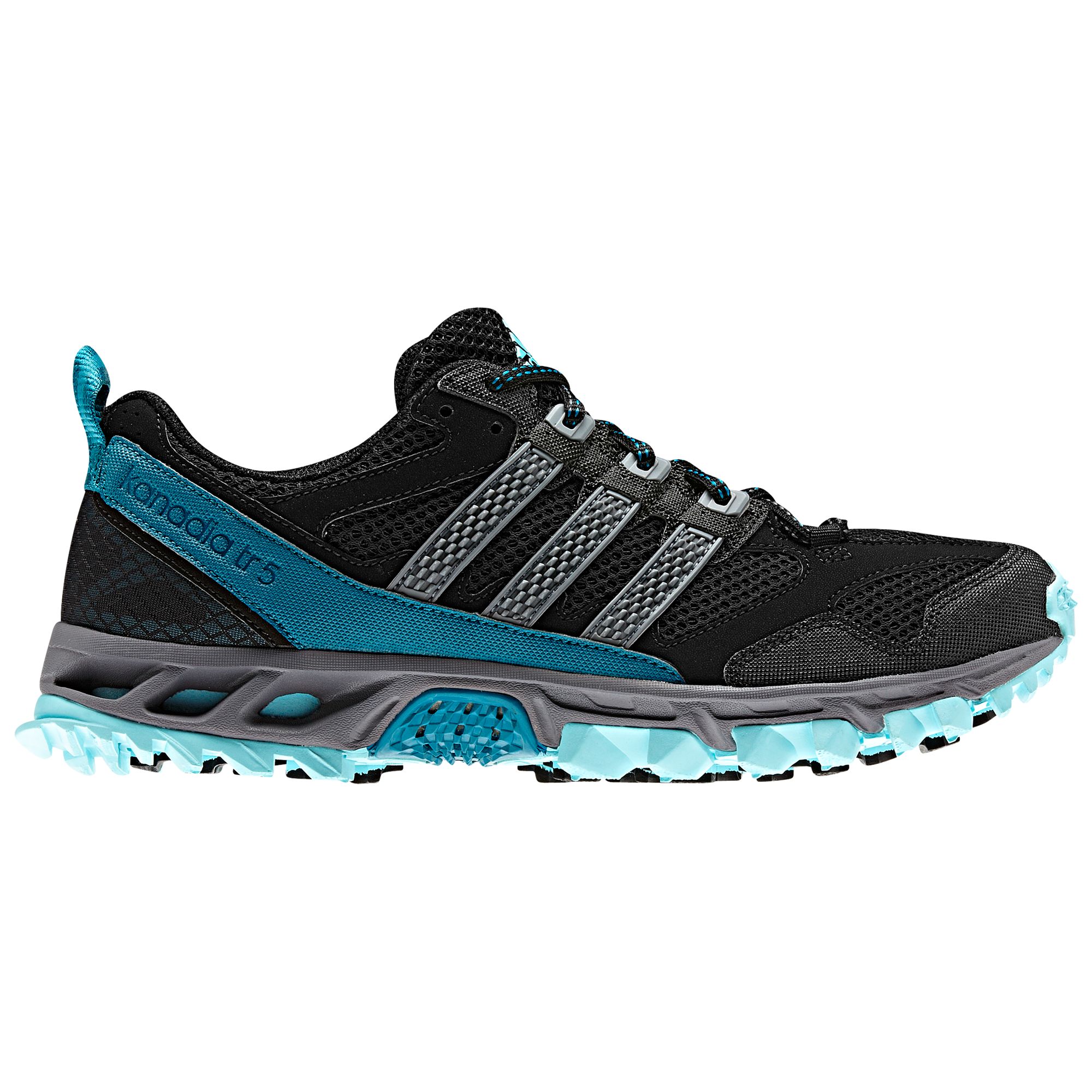 Adidas Kanadia 5 Running Shoes, Black/Grey/Blue