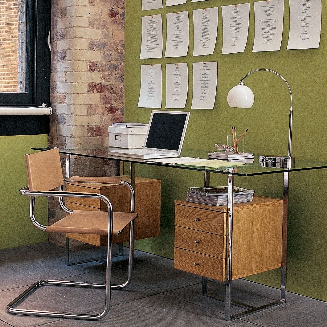 John Lewis Staten Steel Trestle Desks with Glass Tops