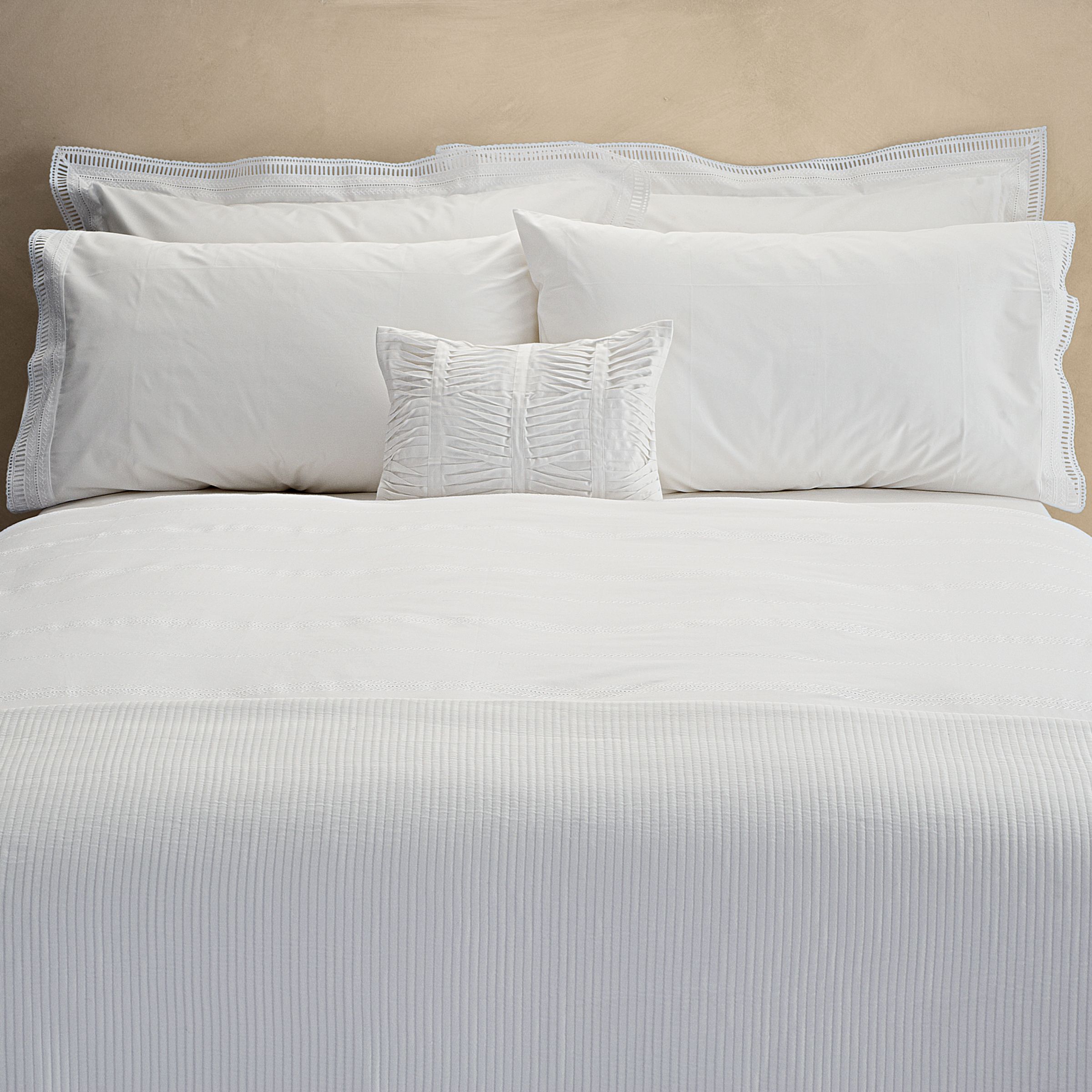 John Lewis Antique Duvet Cover, White, Super