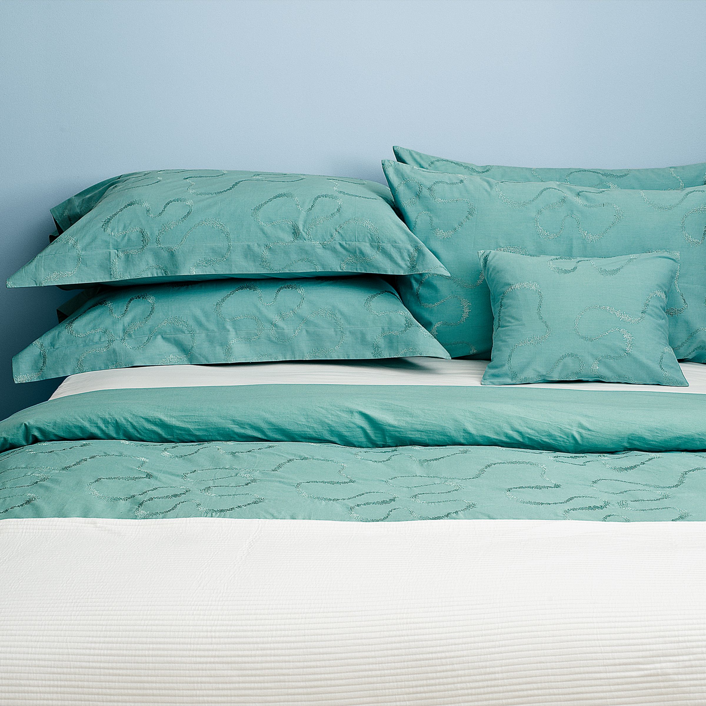 John Lewis Wavy Duvet Cover, Aqua, Kingsize