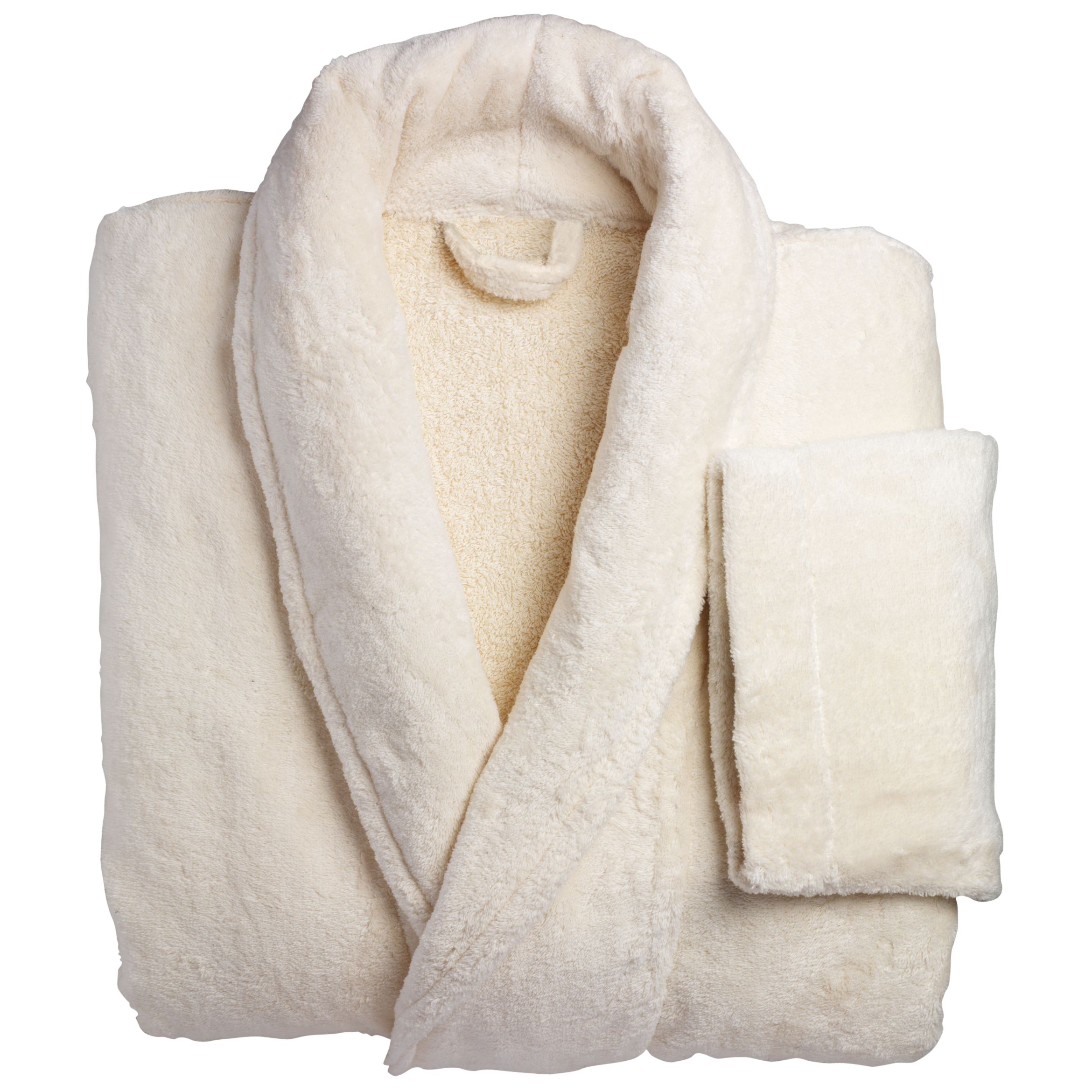 John Lewis Soft Egyptian Cotton Velour Unisex Bathrobe Natural Medium