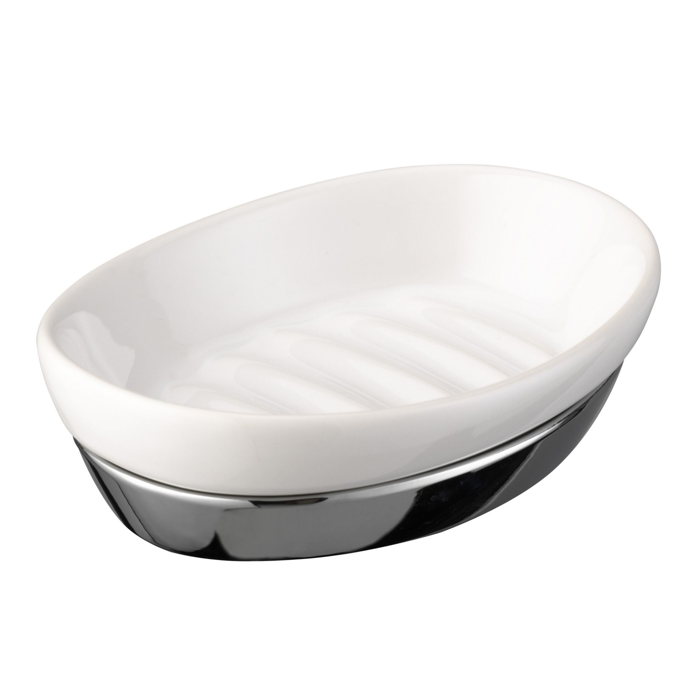 John Lewis Lola Soap Dish, White/Chrome