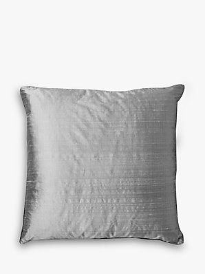 John Lewis Silk Cushion, Silver Grey, One size