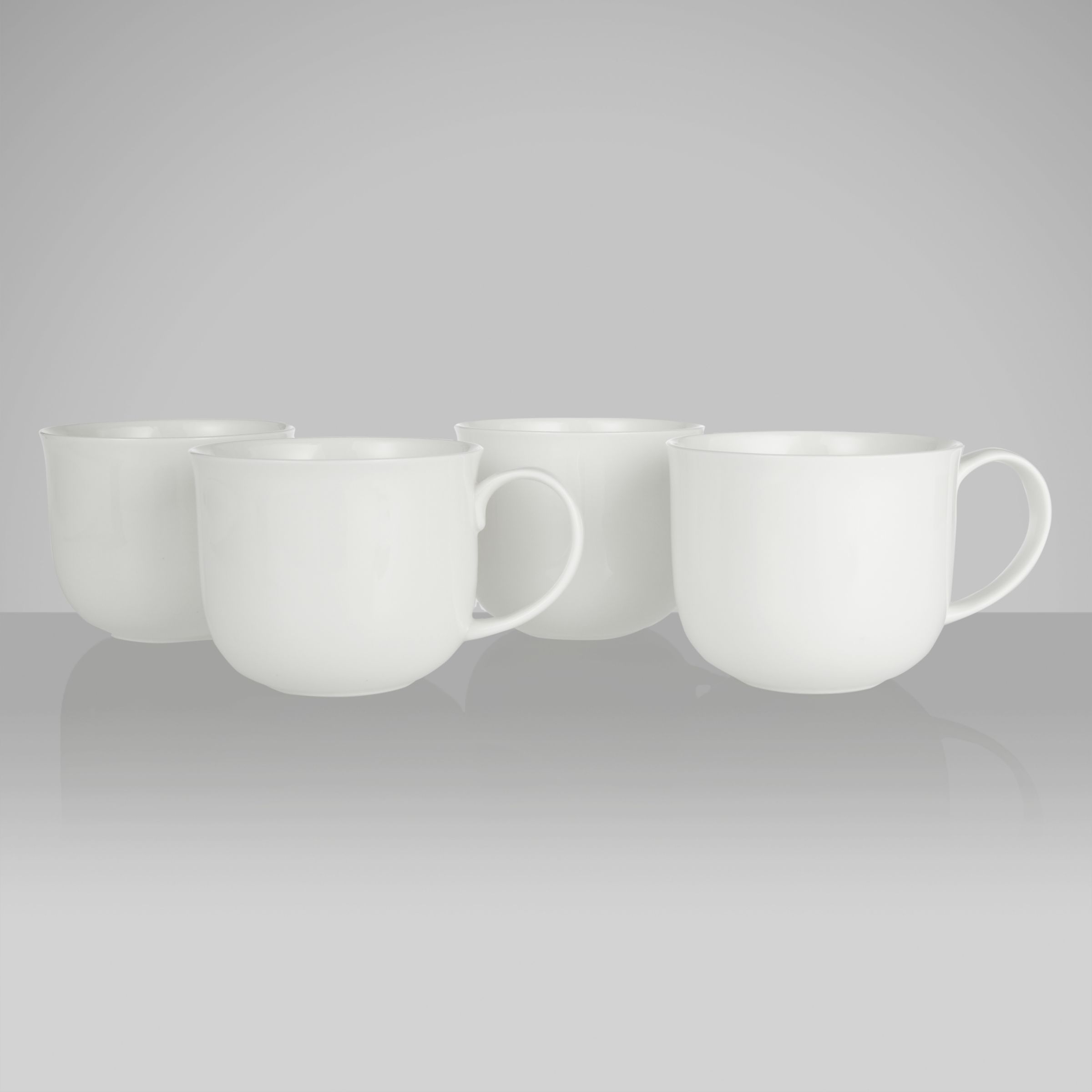 White Bone China Mugs, Set of 4