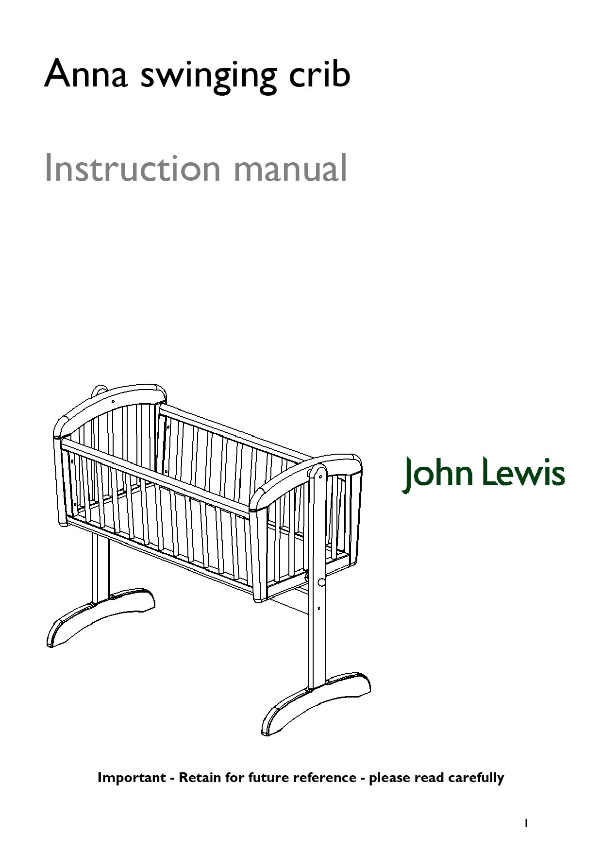 John Lewis Anna Swinging Crib, White