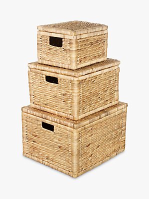 Water Hyacinth Storage Boxes, Set of 3