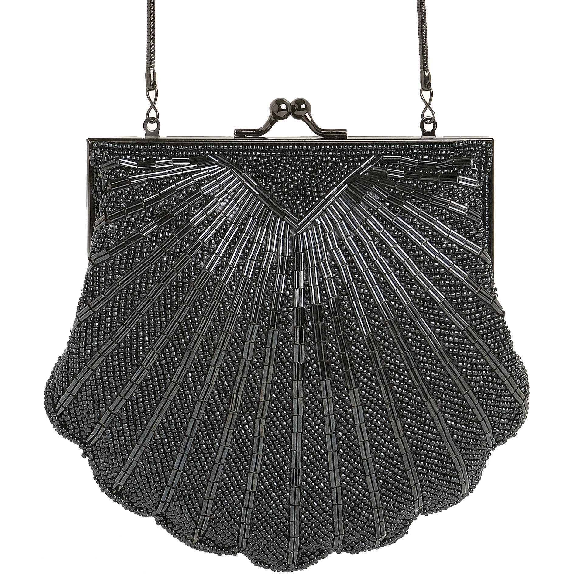 Unbranded Beaded Shell Bag, Black