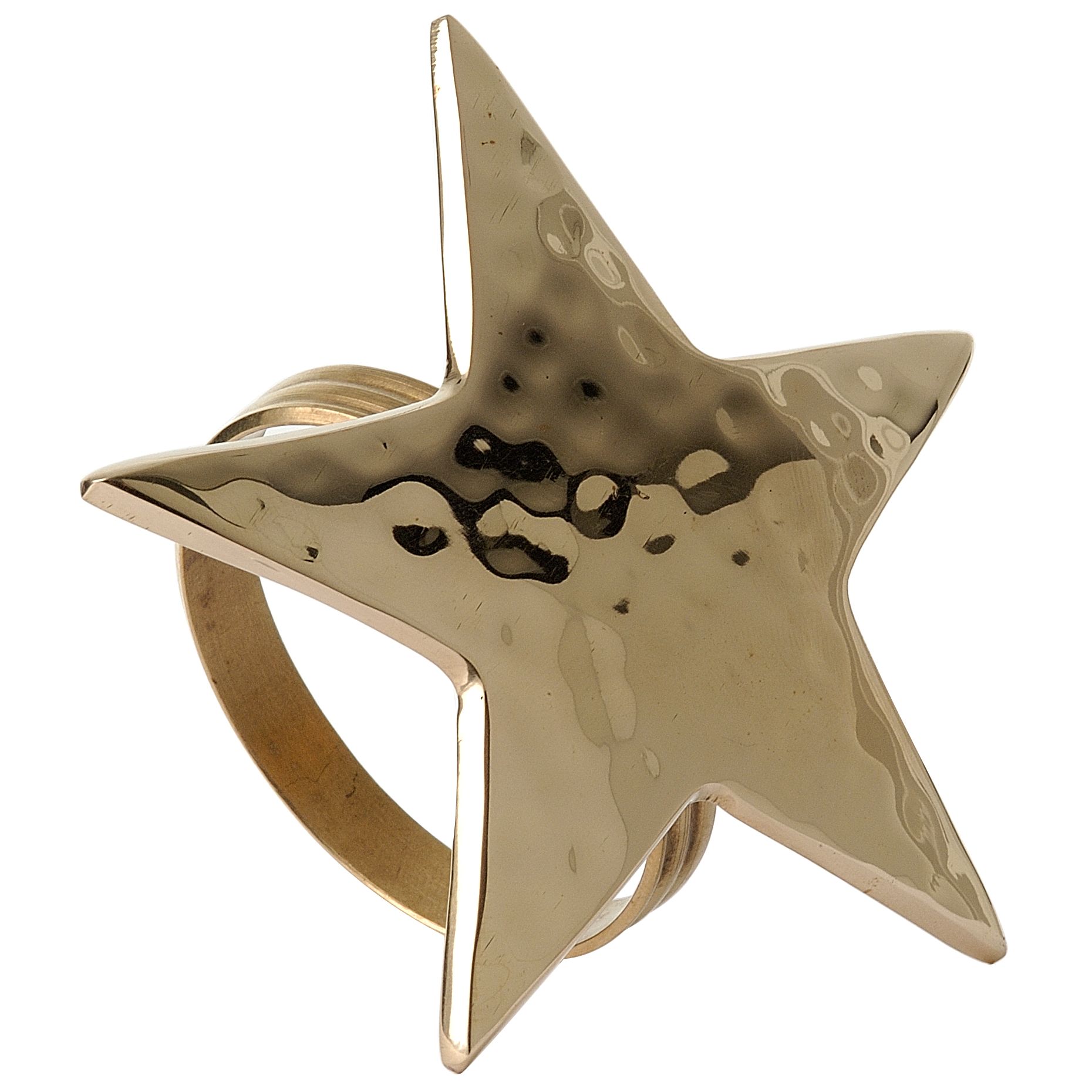 Hammered Star Napkin Ring, Gold Finish