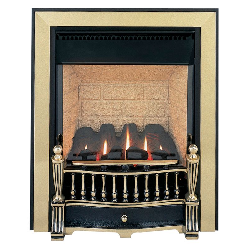 Burley Flueless Gas Fire, Environ 4240, Brass and Black at John Lewis