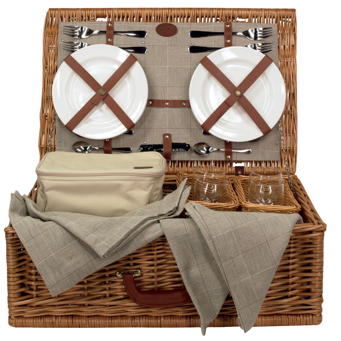 Filled Picnic Hamper, Natural, 4-Person