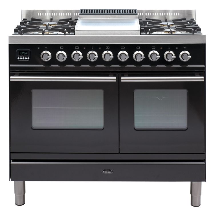 Britannia Range Cooker, Gloss Black/Chrome, SI-10TC-SLX-K at John Lewis