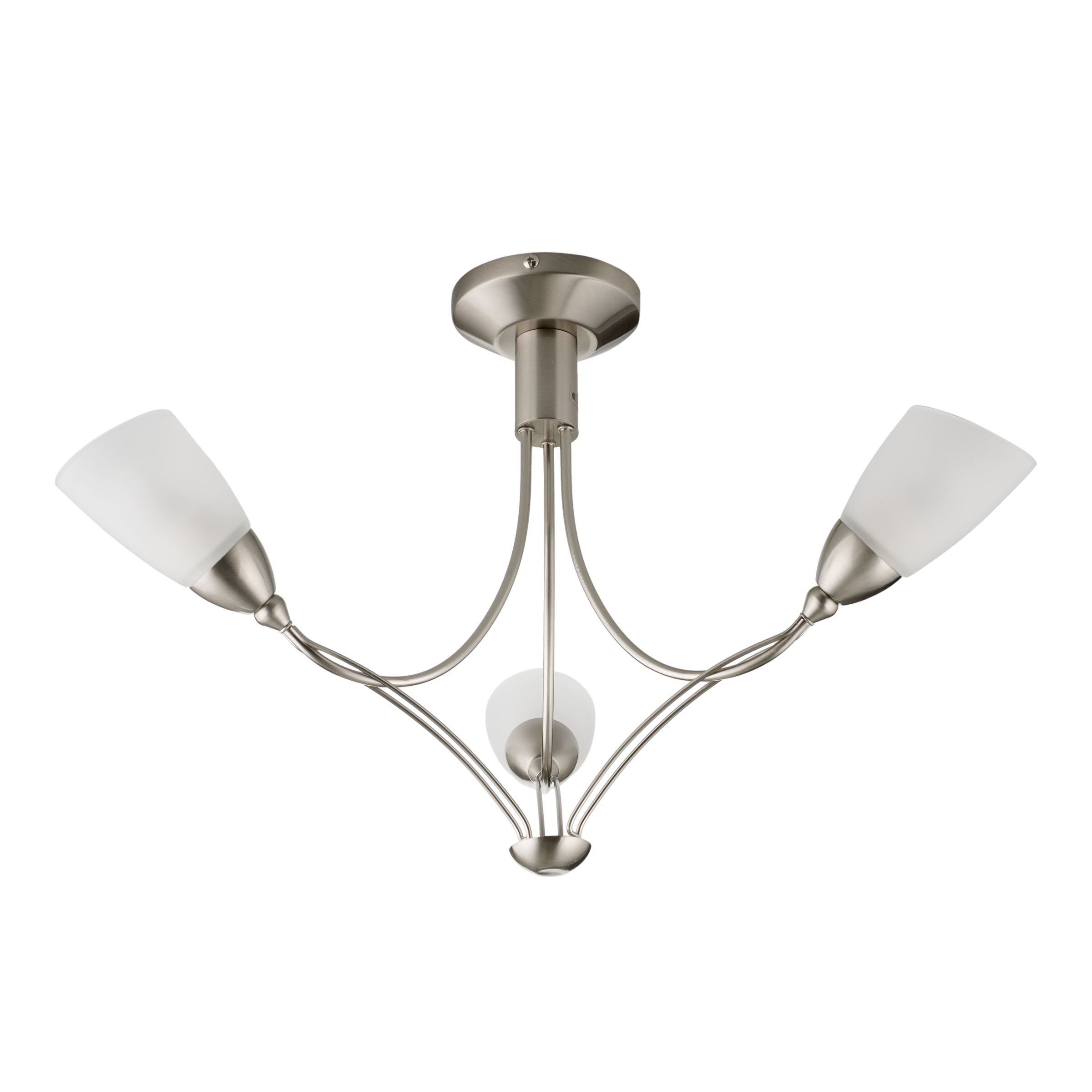 John Lewis Maria Ceiling Light, 3 Arm, Brushed