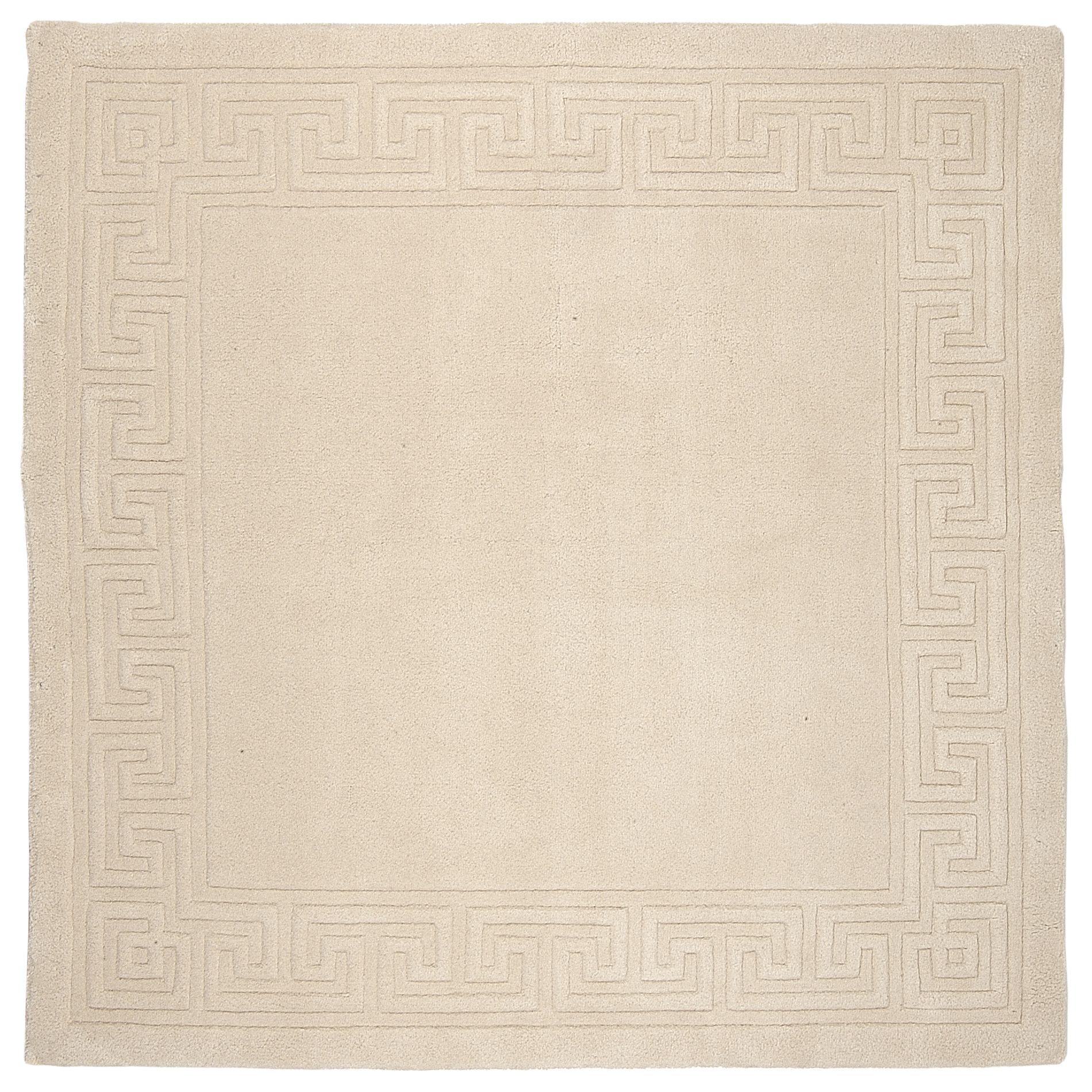 Madras Greek Key Rugs, White, Square at John Lewis