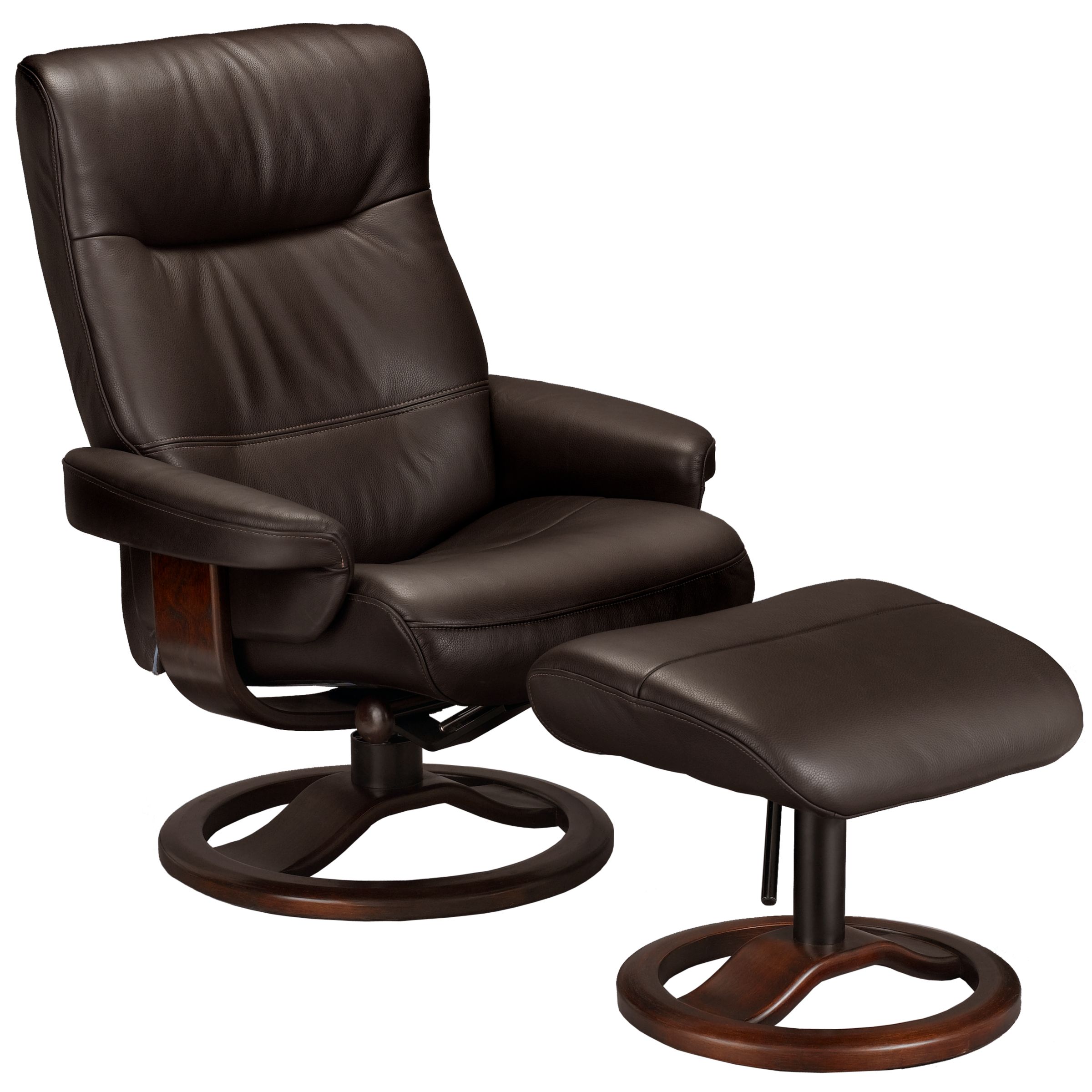 John Lewis Pluto Leather Chair and Footstool, Chocolate