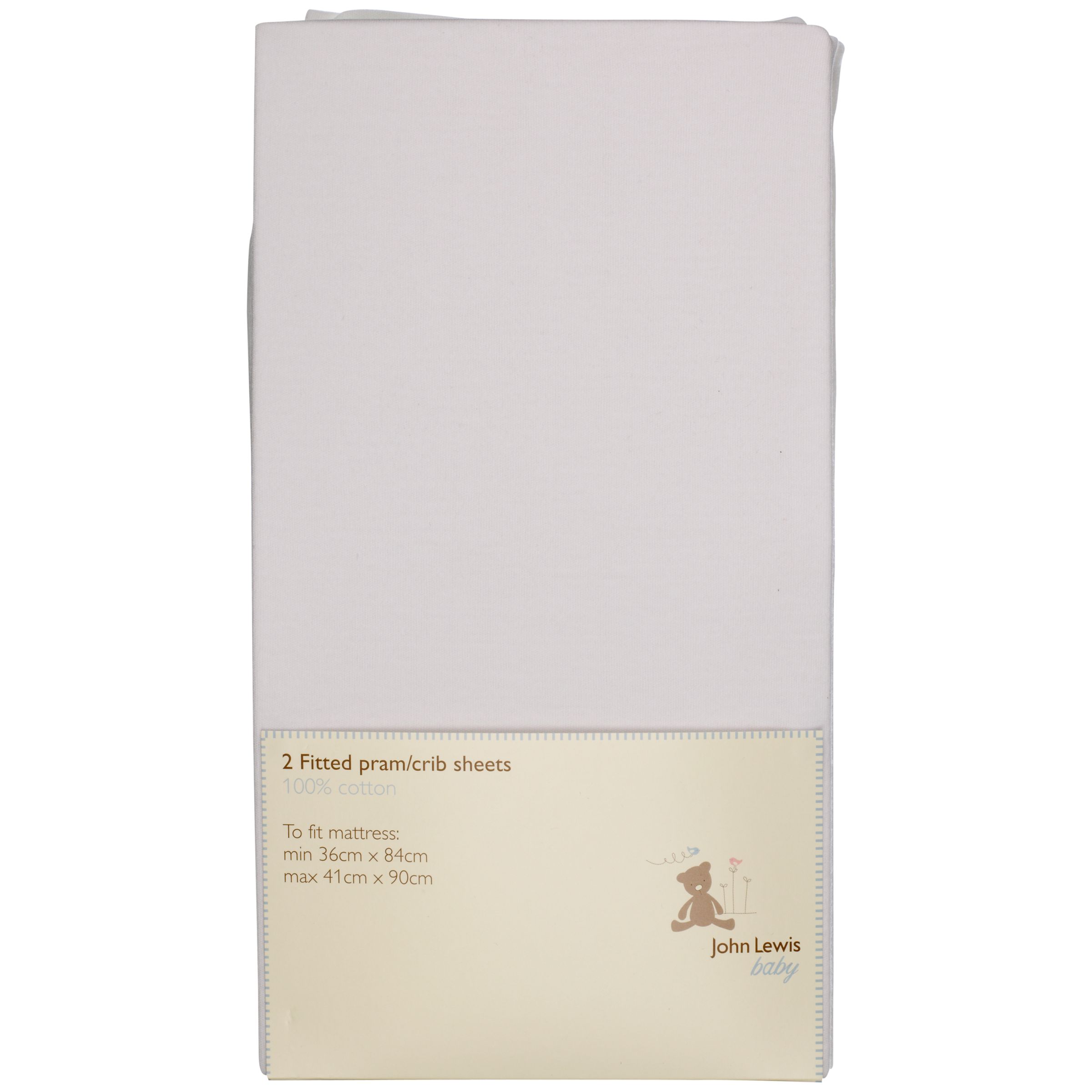 John Lewis Baby Fitted Pram / Crib Sheet, Pack