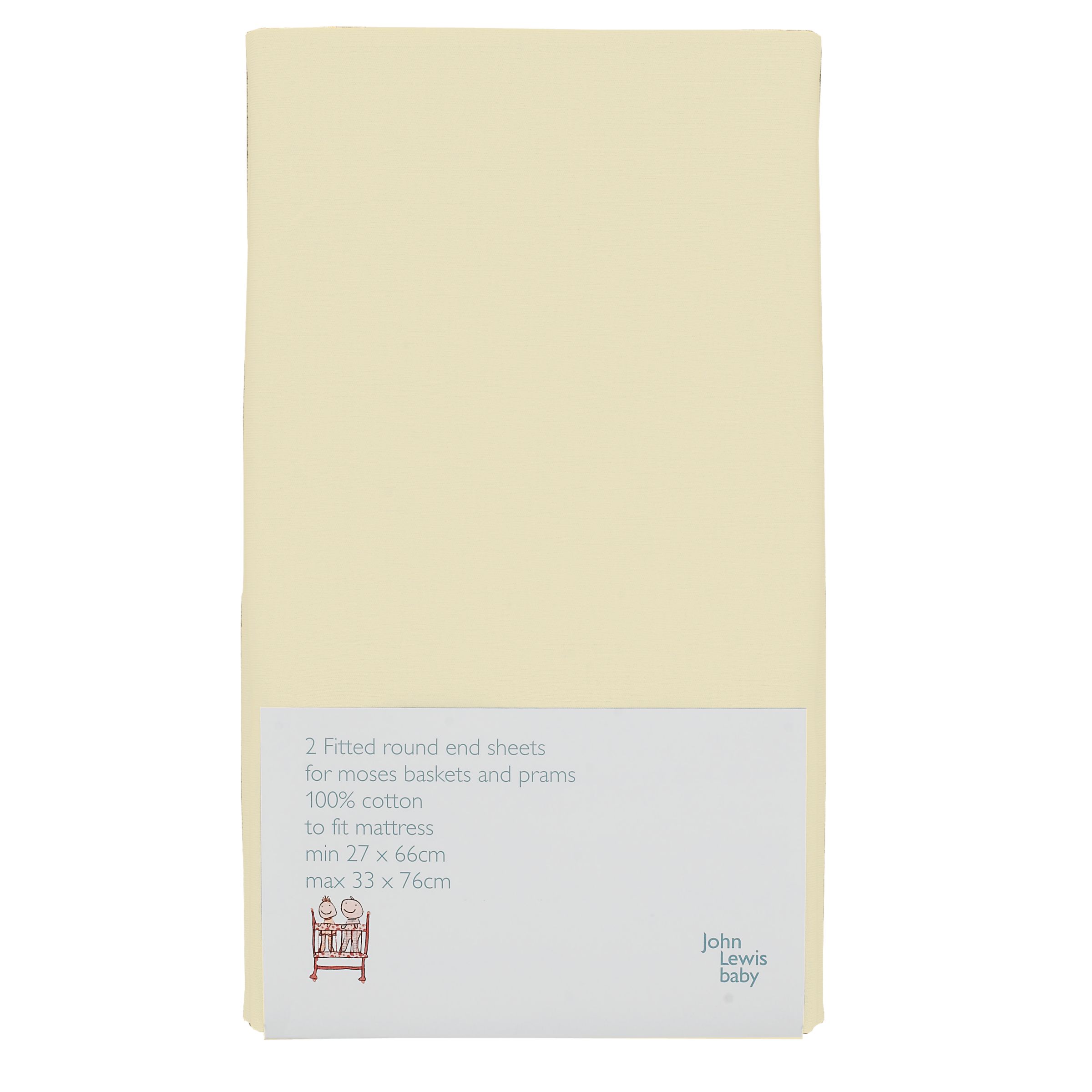 John Lewis Fitted Moses Basket Sheet Pack of 2 Lemon