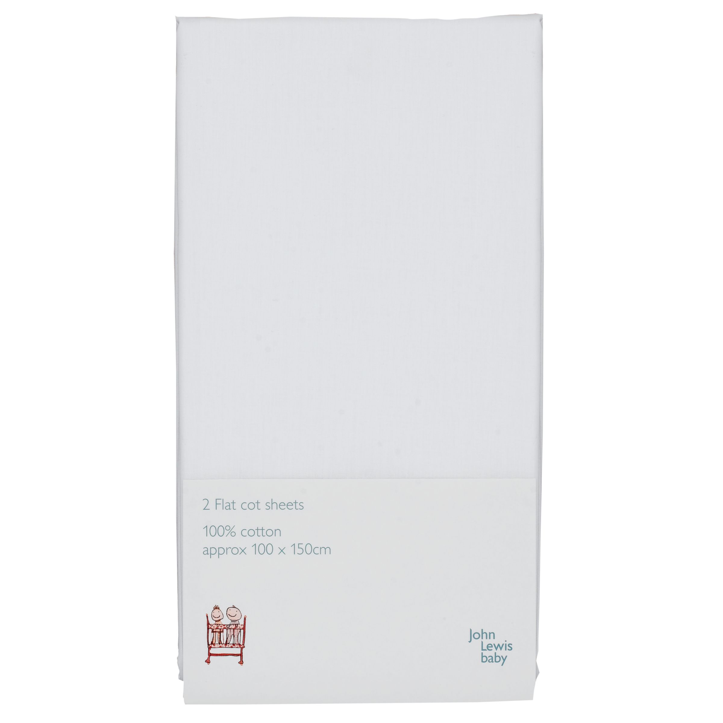 John Lewis Baby Flat Cot Sheet, Pack of 2, White