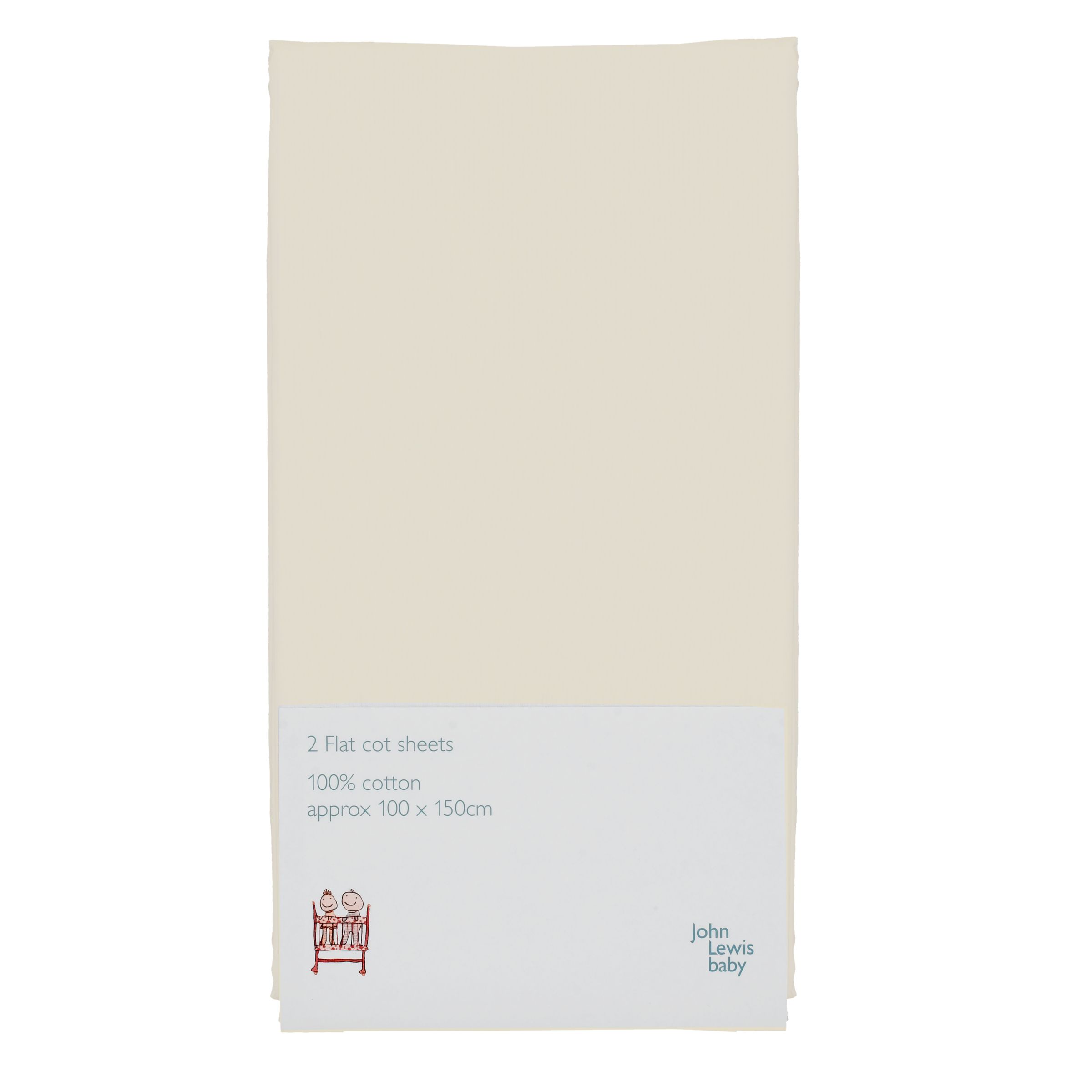 John Lewis Flat Cot Sheet Pack of 2 Cream