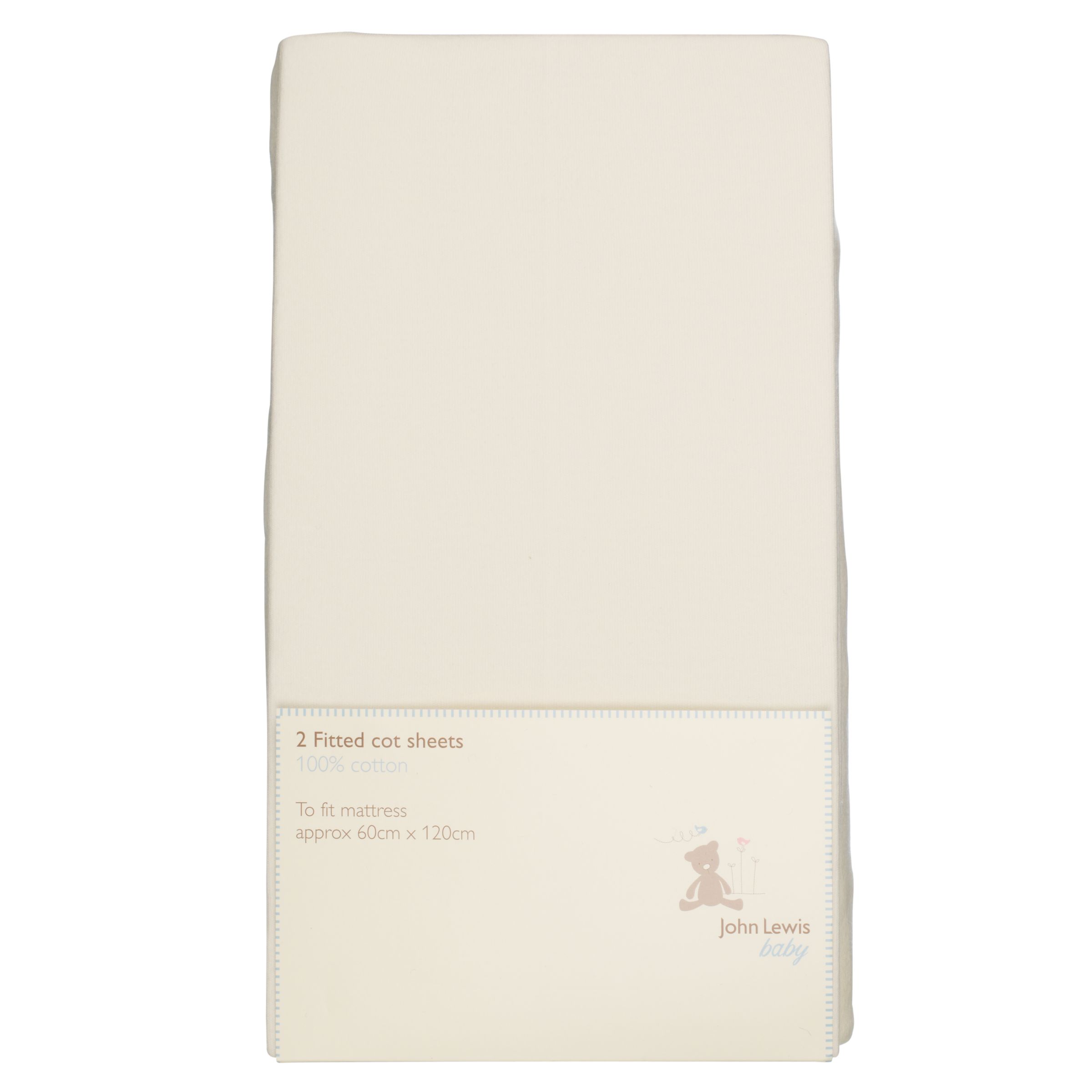 Fitted Cot Sheet, Pack of 2, Cream