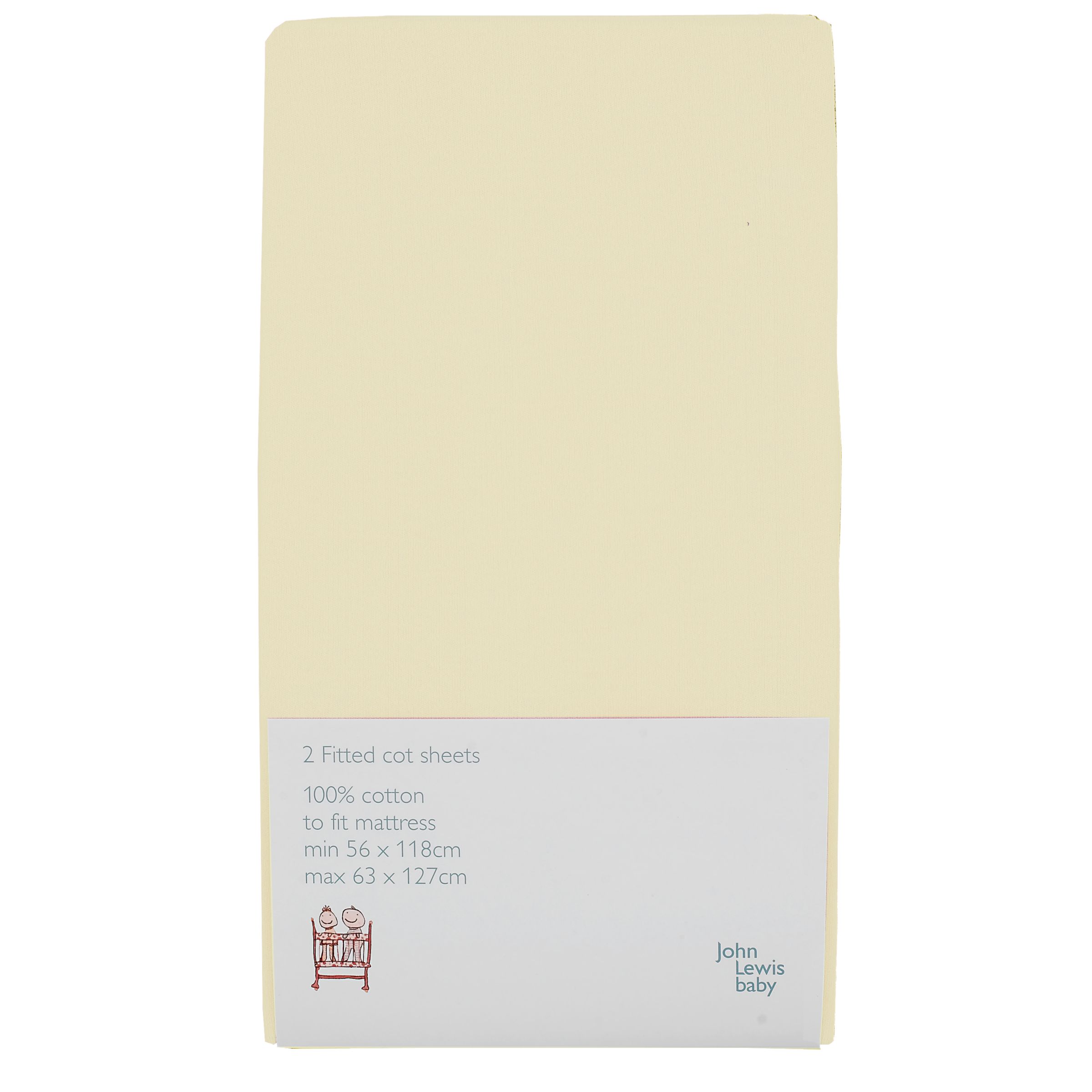 John Lewis Fitted Cot Sheet Pack of 2 Lemon