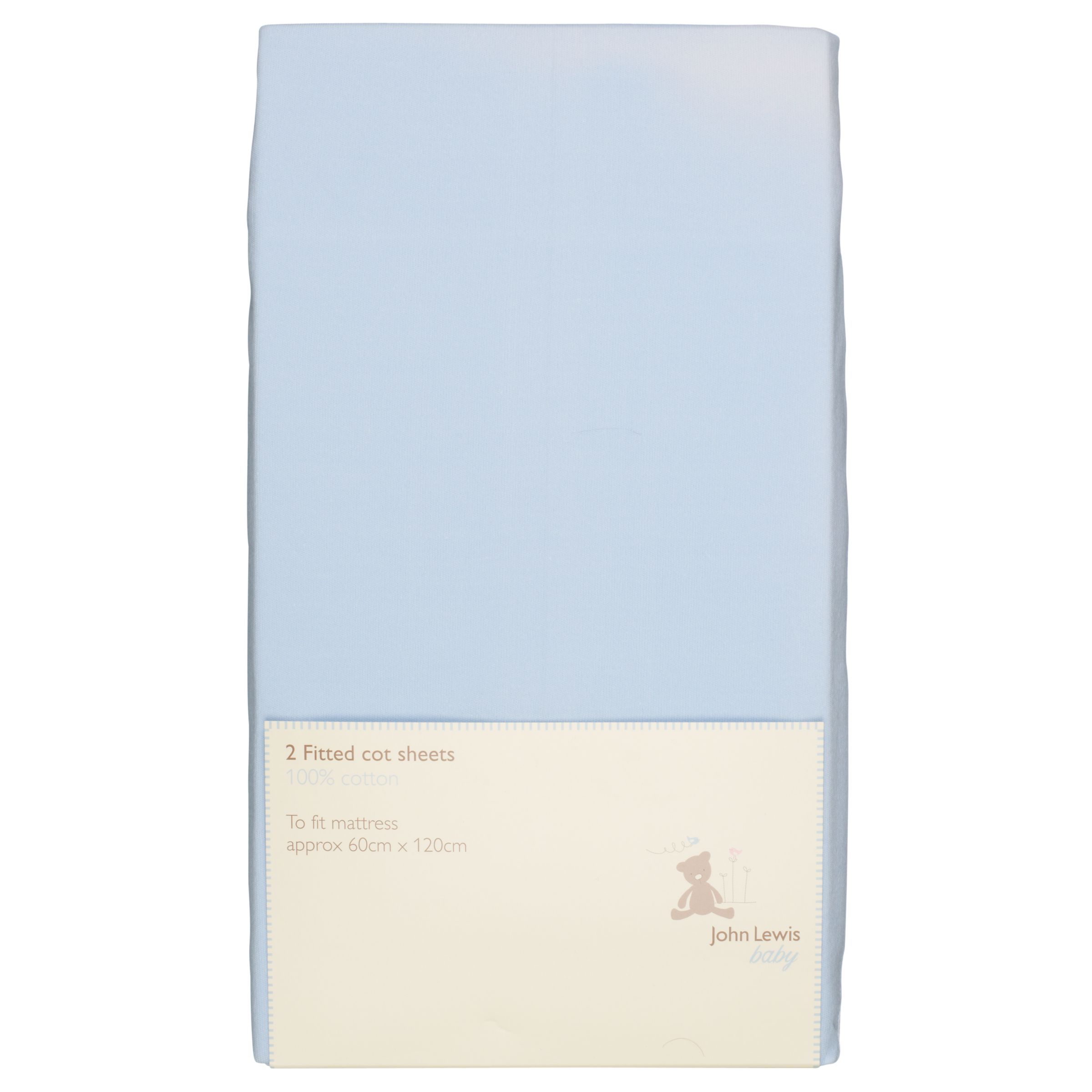 Fitted Cot Sheet, Pack of 2, Sky