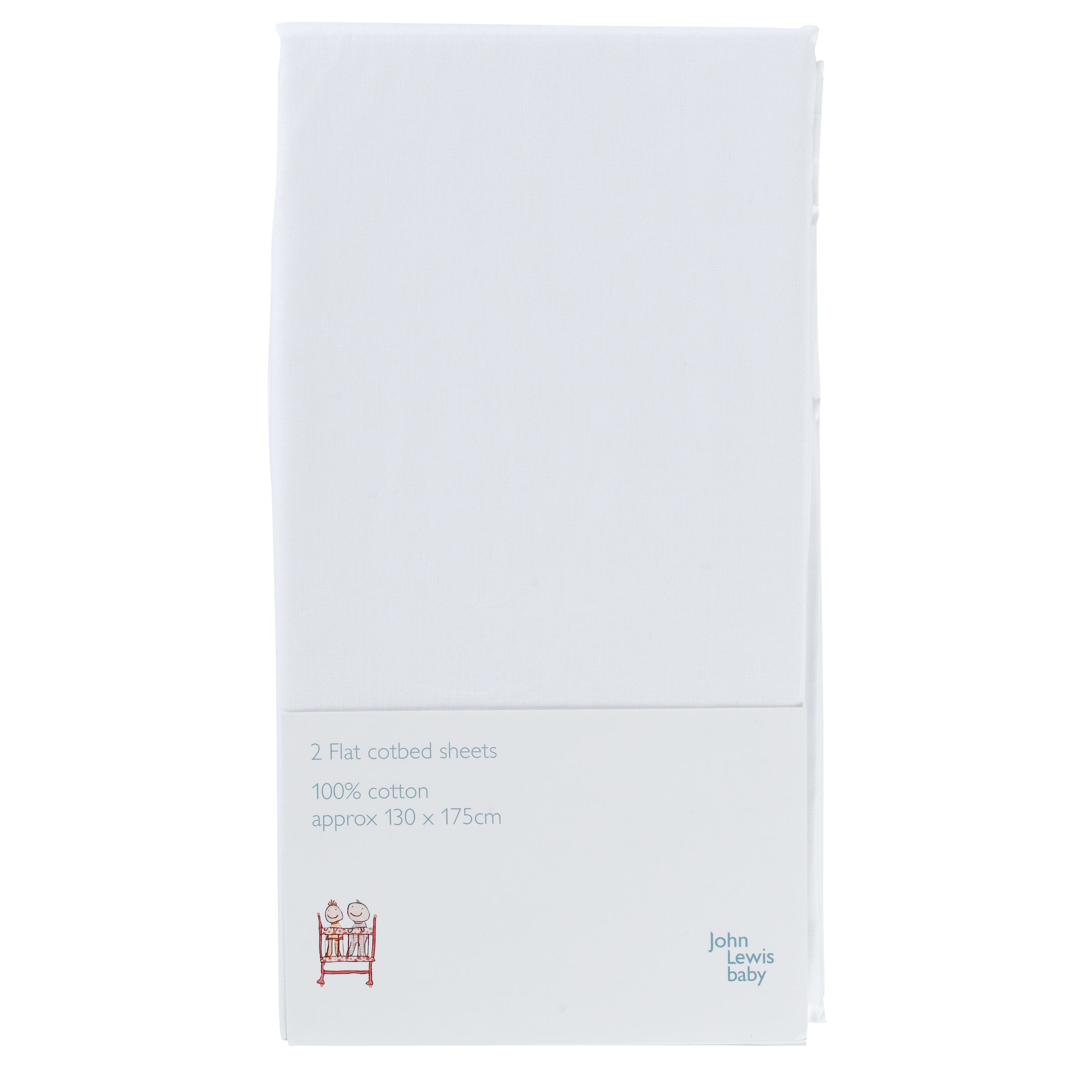 John Lewis Baby Flat Cotbed Sheet, Pack of 2,
