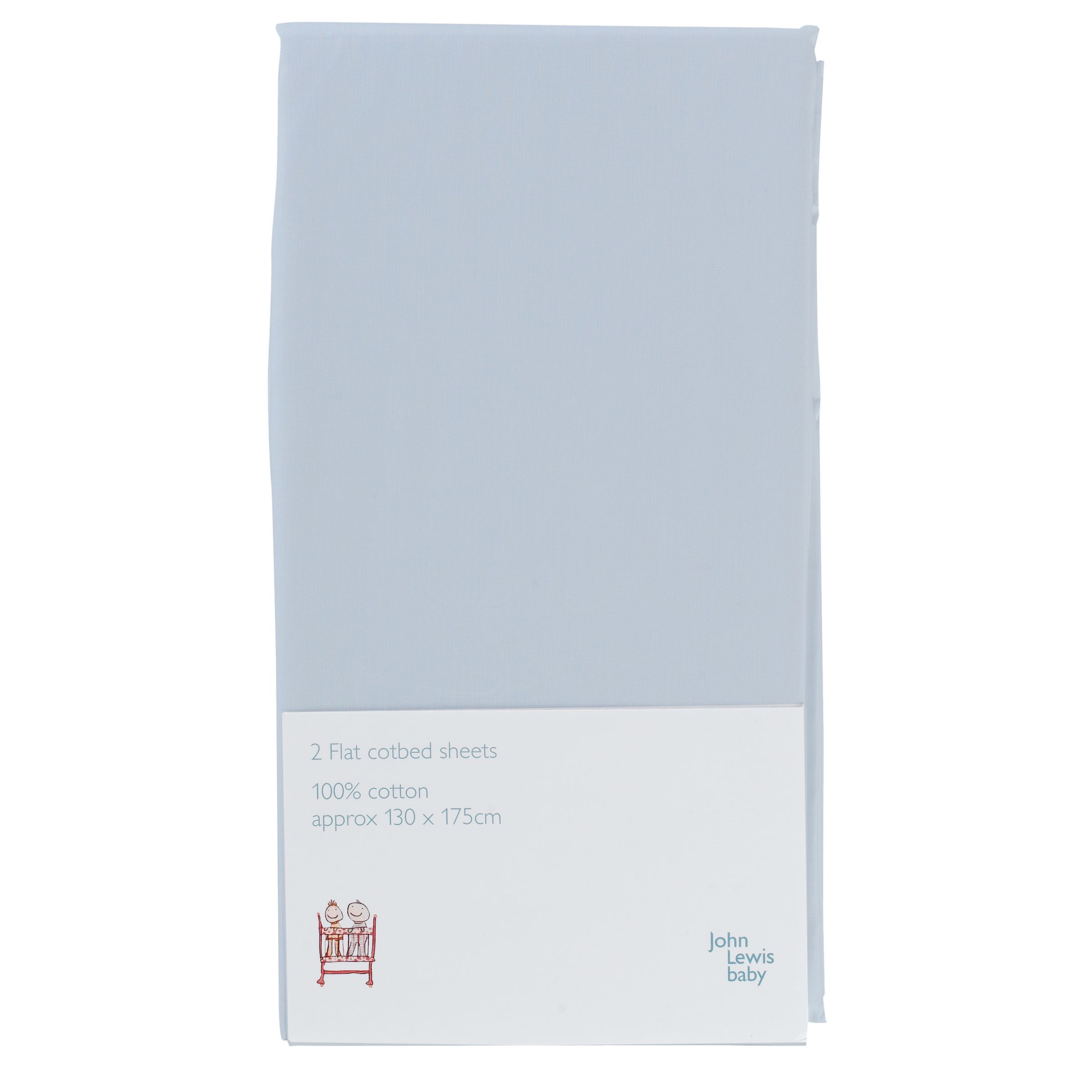 Flat Cotbed Sheet, Pack of 2, Sky