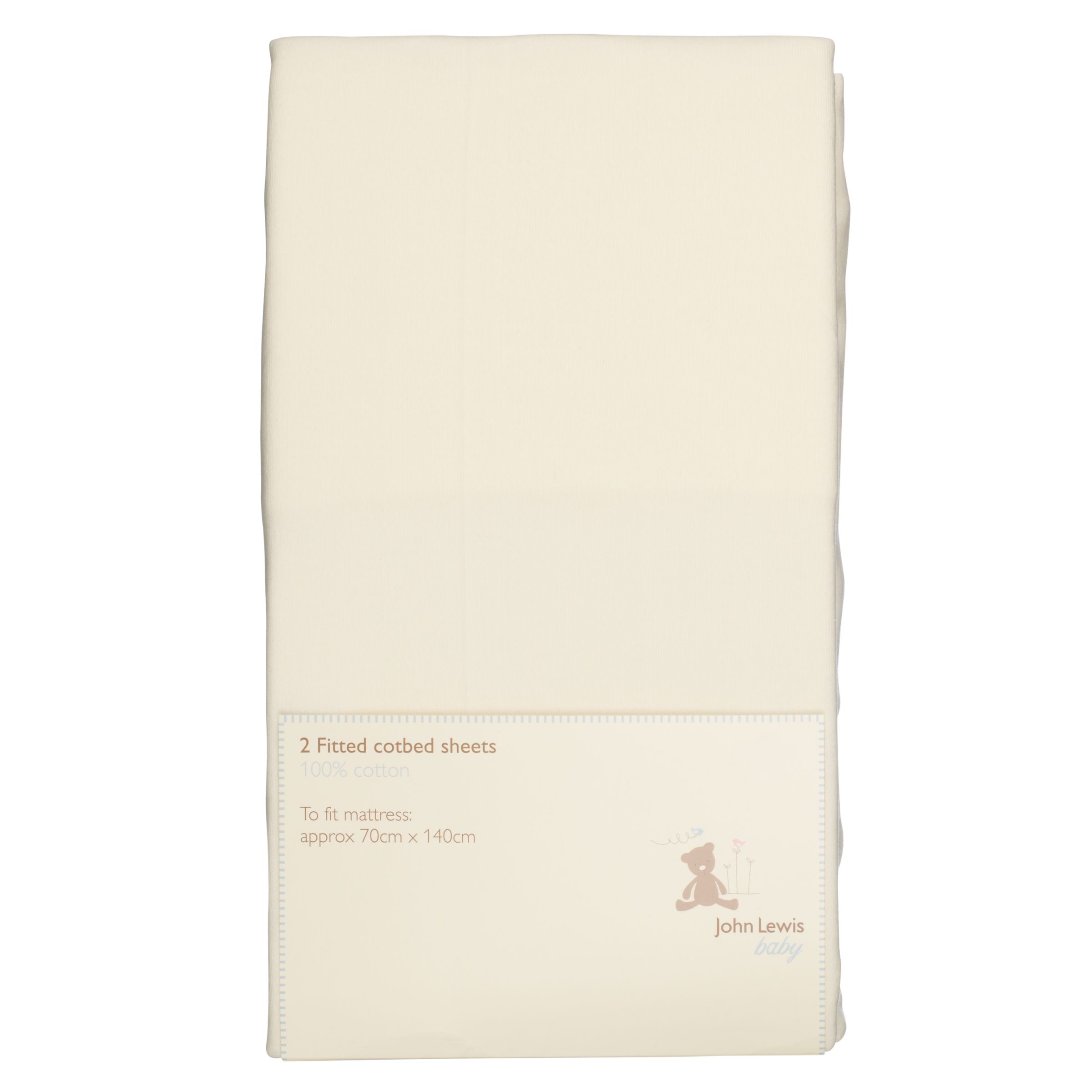 John Lewis Baby Fitted Cotbed Sheet, Pack of 2,
