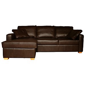 Tom Leather Sofa Bed, Left Hand Facing, Chocolate