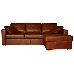 Unbranded Tom Leather Sofa Bed, Right Hand Facing, Chestnut
