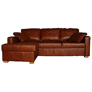 Unbranded Tom Leather Sofa Bed, Left Hand Facing, Chestnut