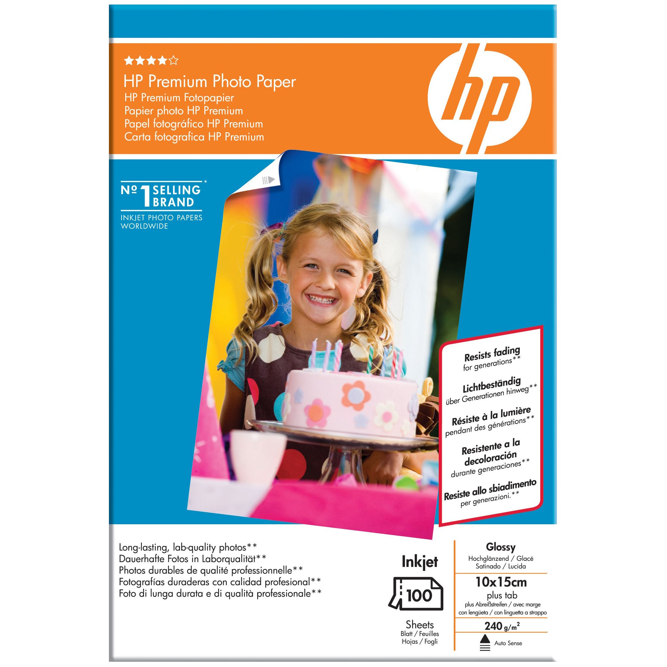 HP Premium Photo Printer Paper, White, 10 x 15cm, 100 Sheets