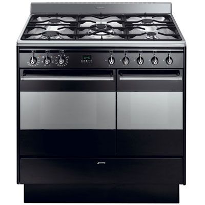 Smeg SUK92MBL5, Dual Fuel Cooker, Black at John Lewis