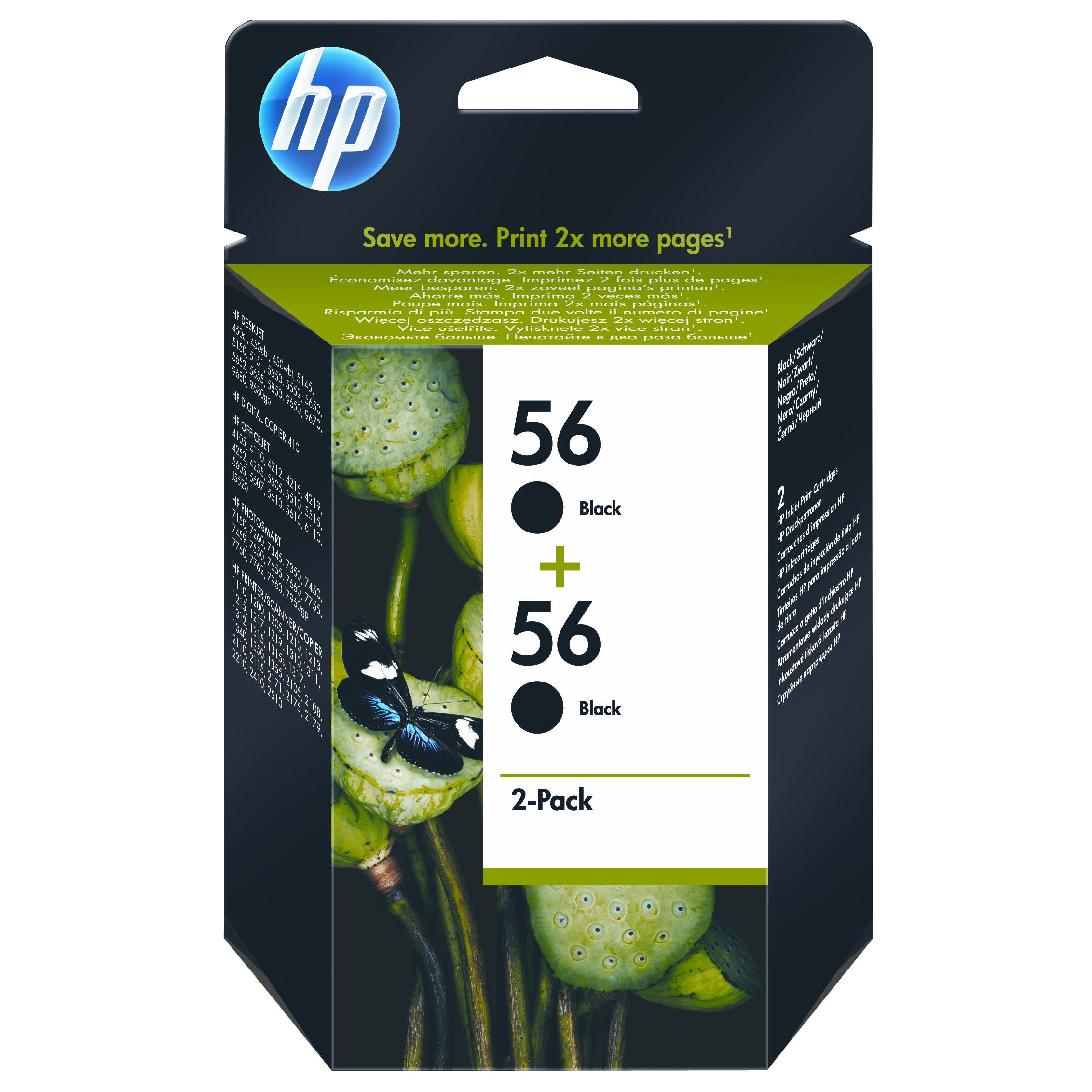 HP Inkjet Cartridge, Black, Pack of 2, C9502AE