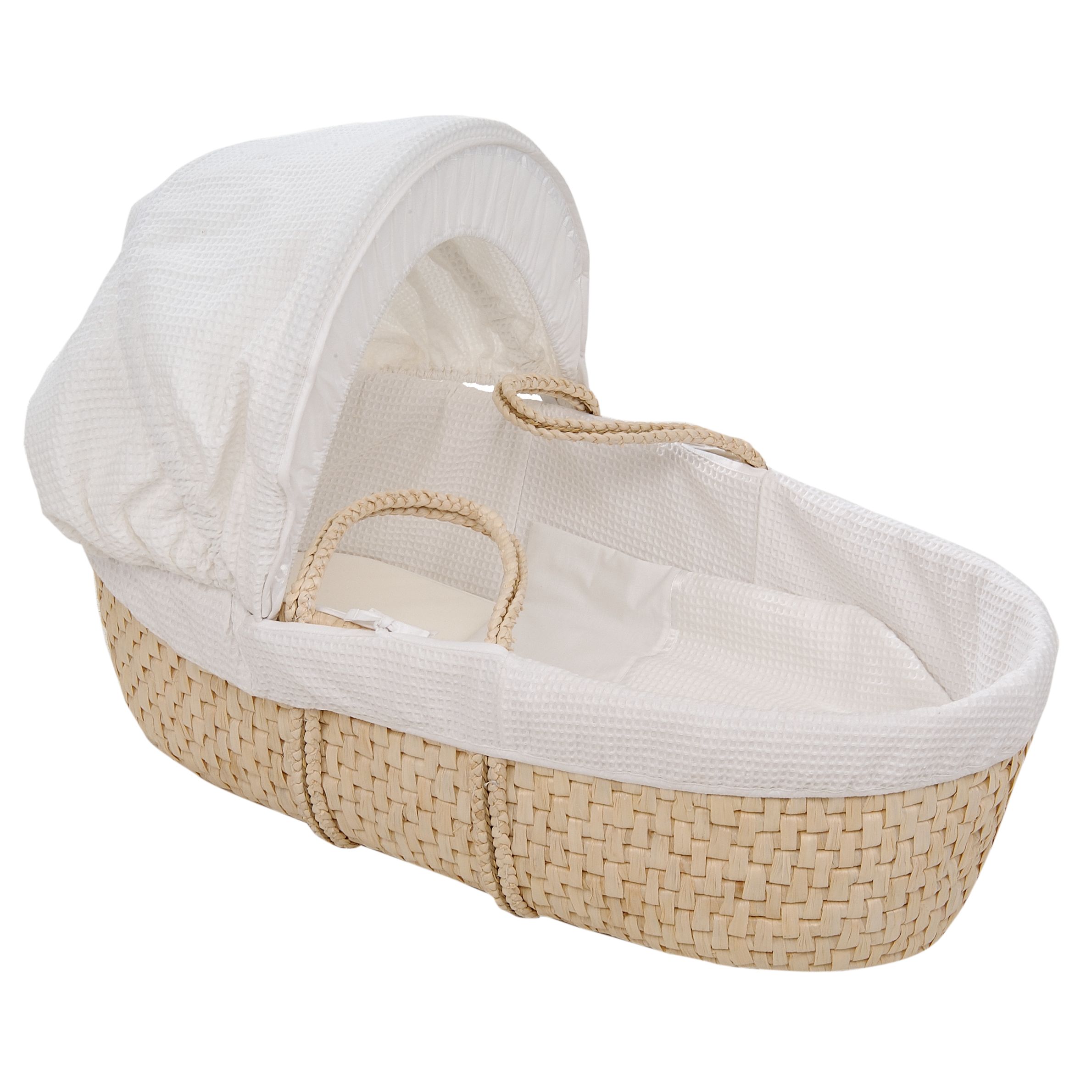 John Lewis Waffle Moses Basket, White