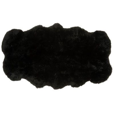 Sheepskin Rug Black, Quad Size, L184cm x W120cm