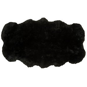 Sheepskin Rug Black, Quad Size, L184cm x W120cm
