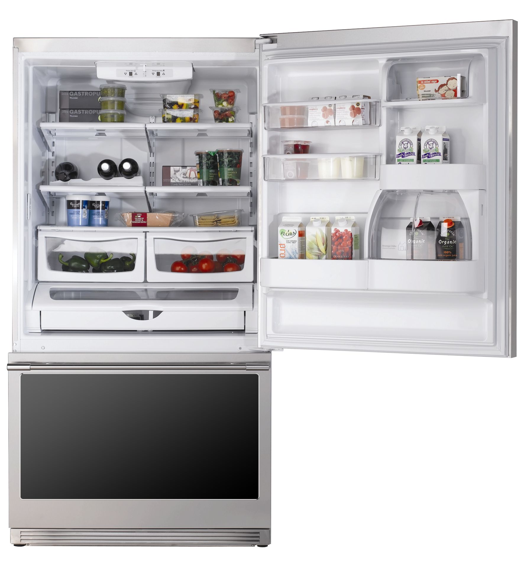 Amana Reflection 026FNRBL Fridge Freezer, Left Hand Side Hinges, Black Glass Amana Reflection 026FNRBL Fridge Freezer, Left Hand Side Hinges, Black Glass