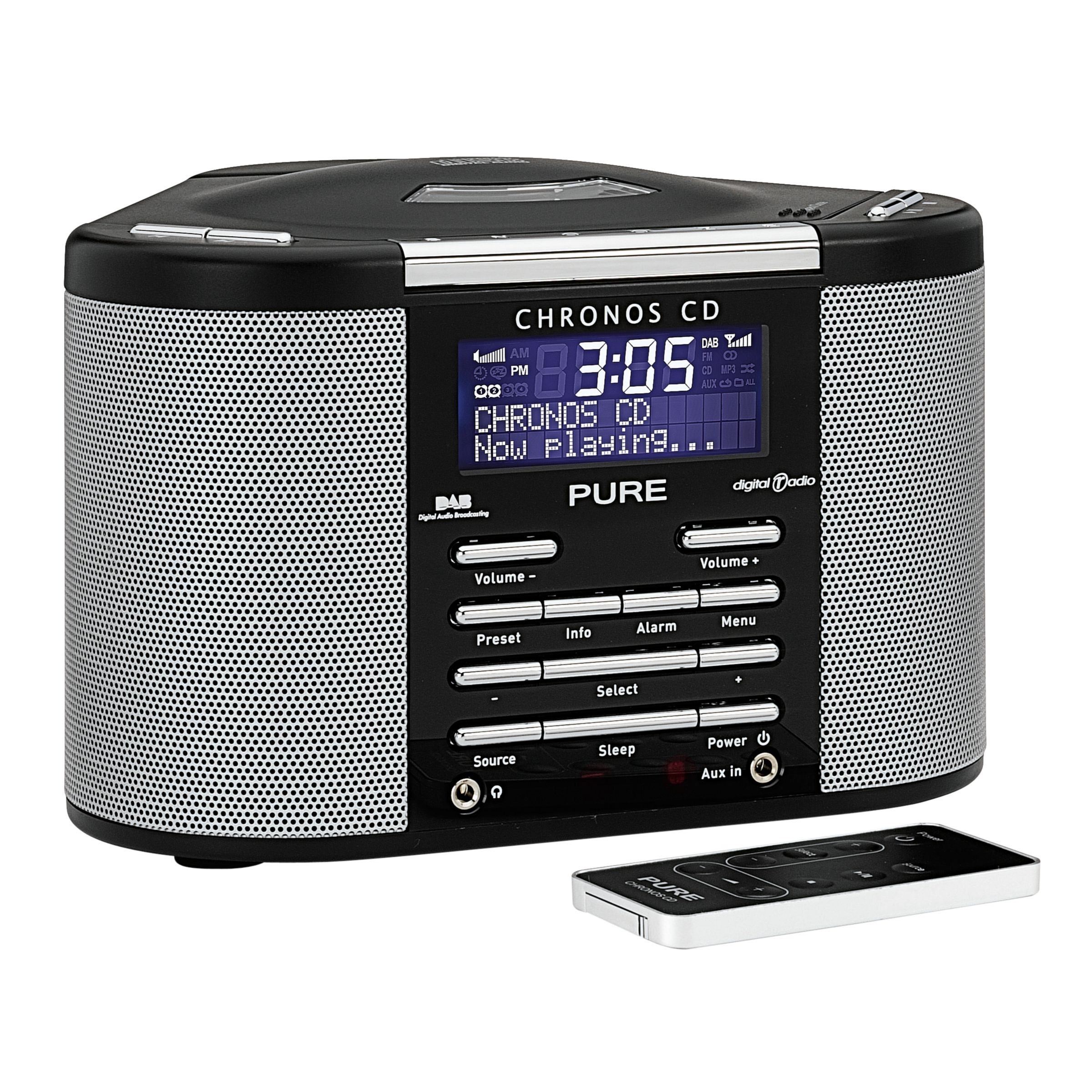 PURE Chronos DAB CD Clock Radio, Black 