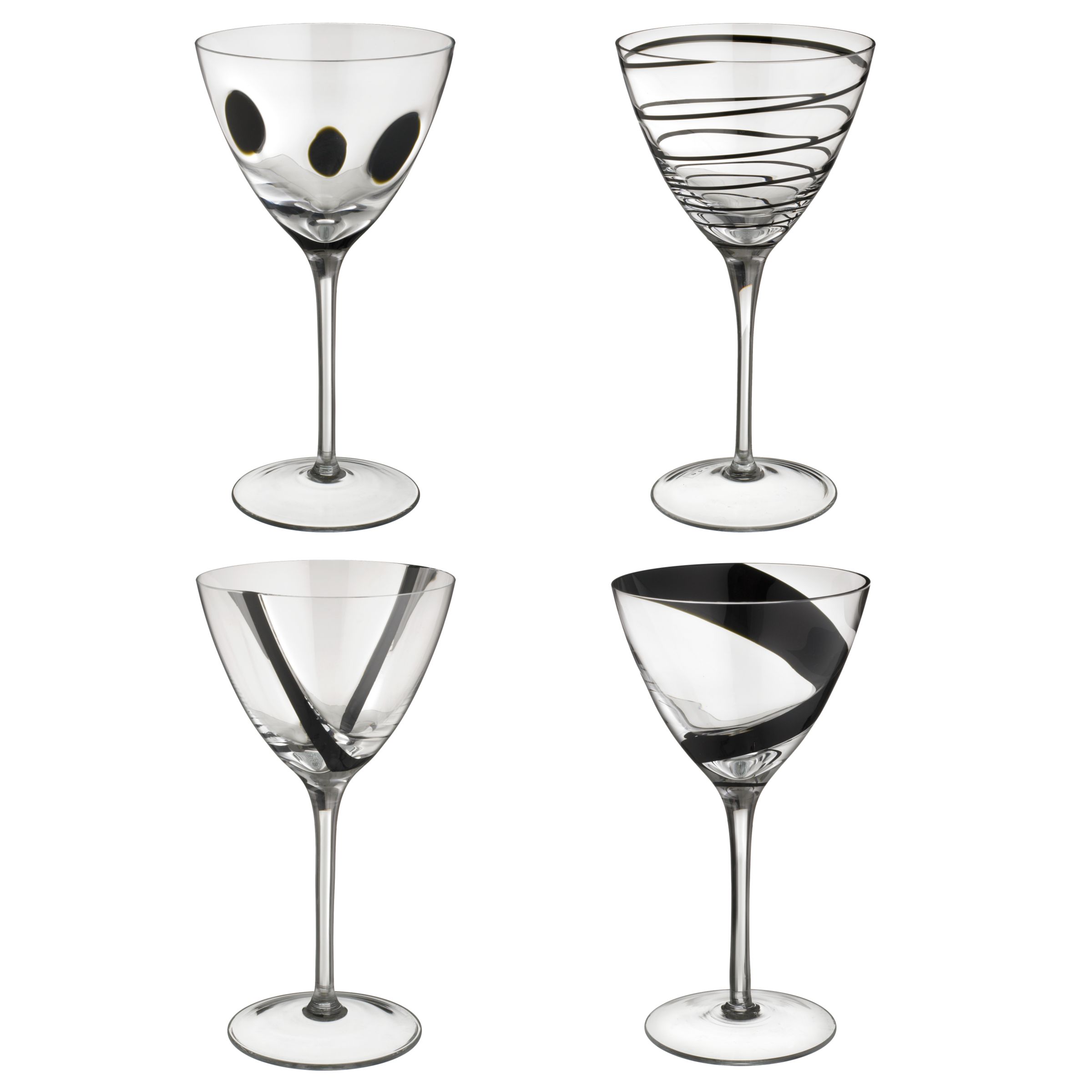 Jazz Wine Glasses, Black, Box of 4