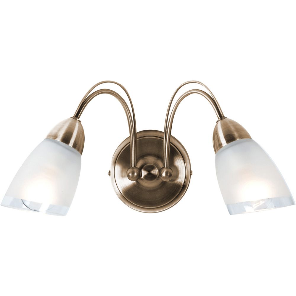 John Lewis Mizar Wall Light, 2 Arm, Antiqued Brass