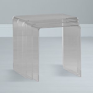 Ice Nest of Tables, Clear, Set of 3