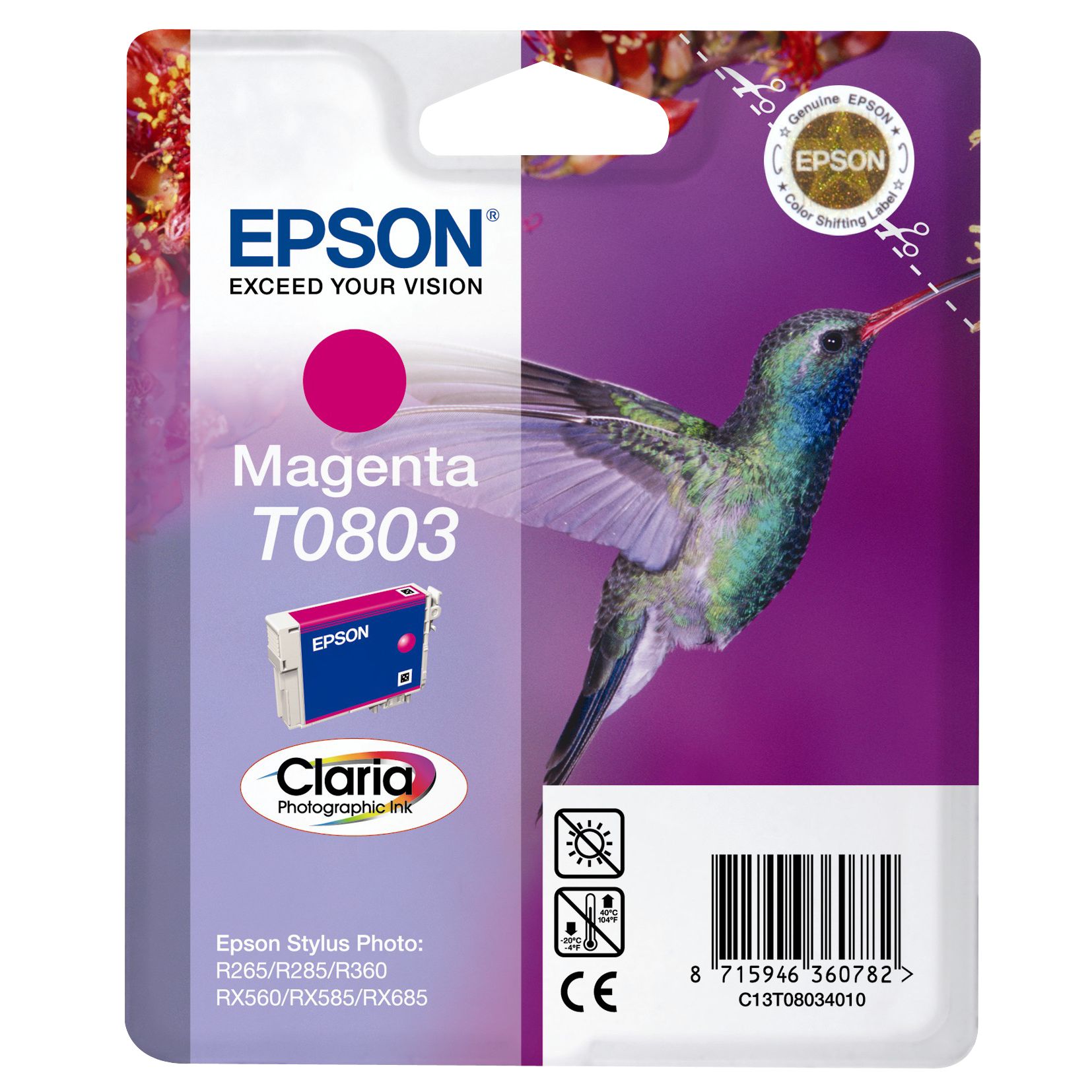 Epson Inkjet Cartridge, Magenta, T080340