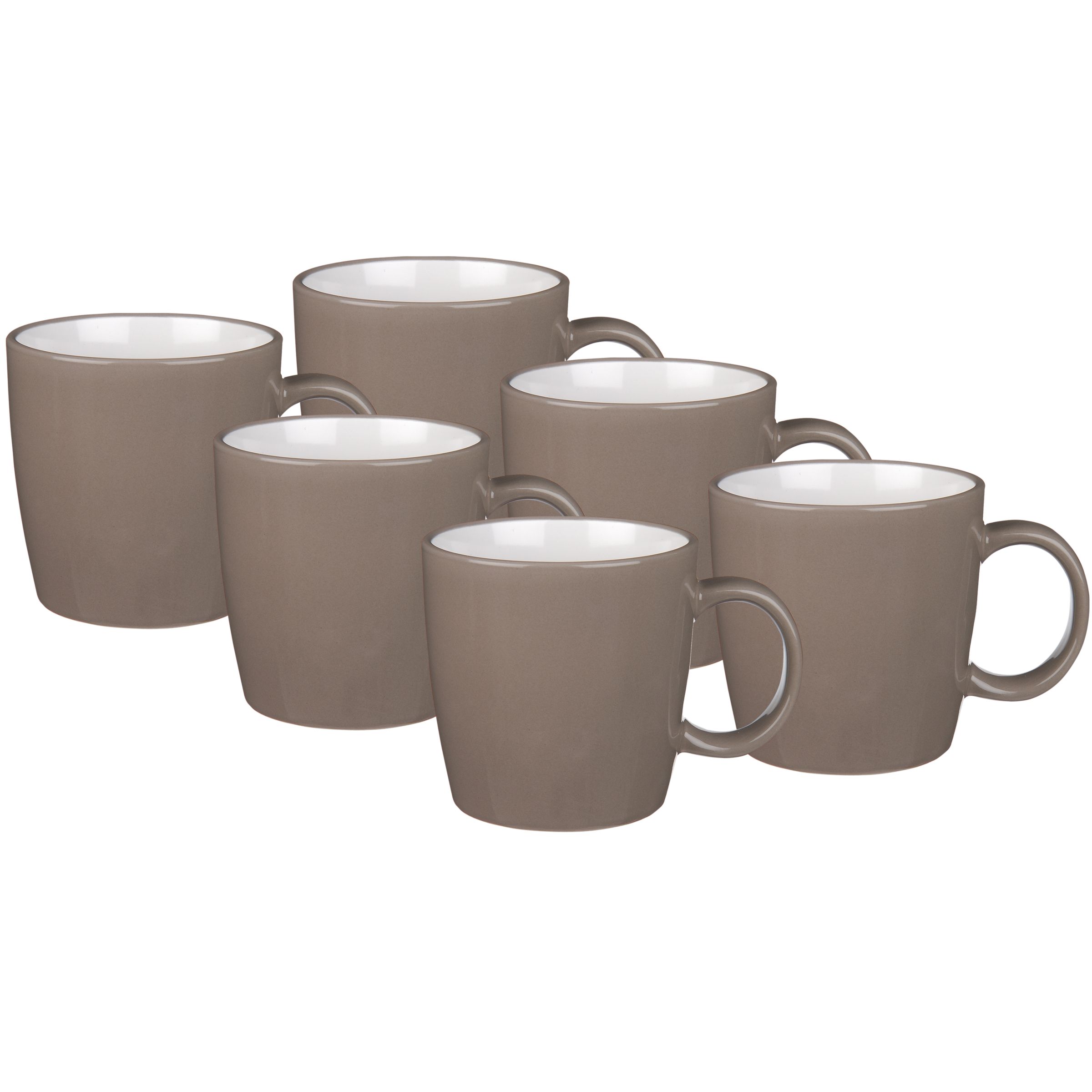 John Lewis Colour Glaze Mugs Mocha Set of 6