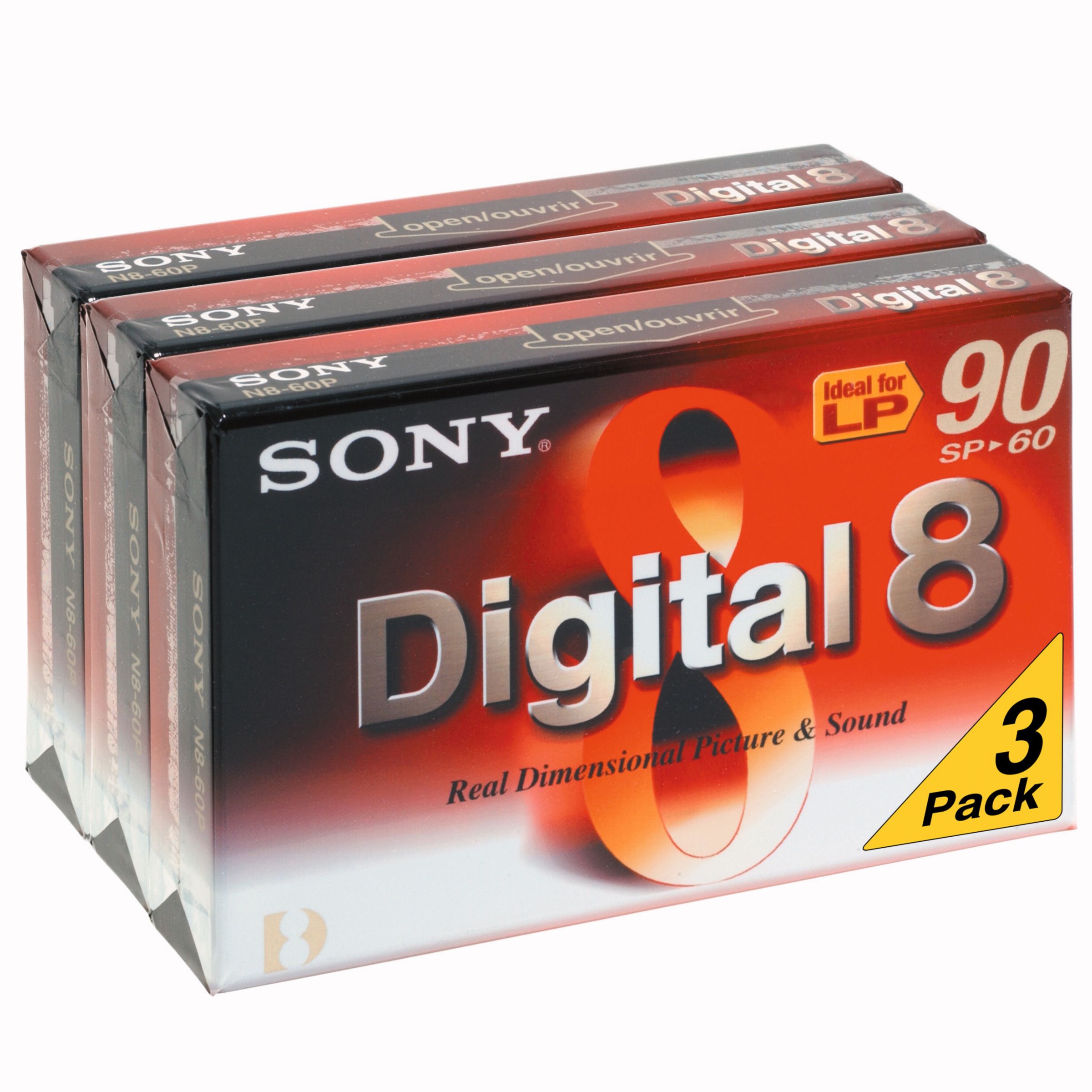 Sony 3N860P Digital8 Tapes, Pack of 3