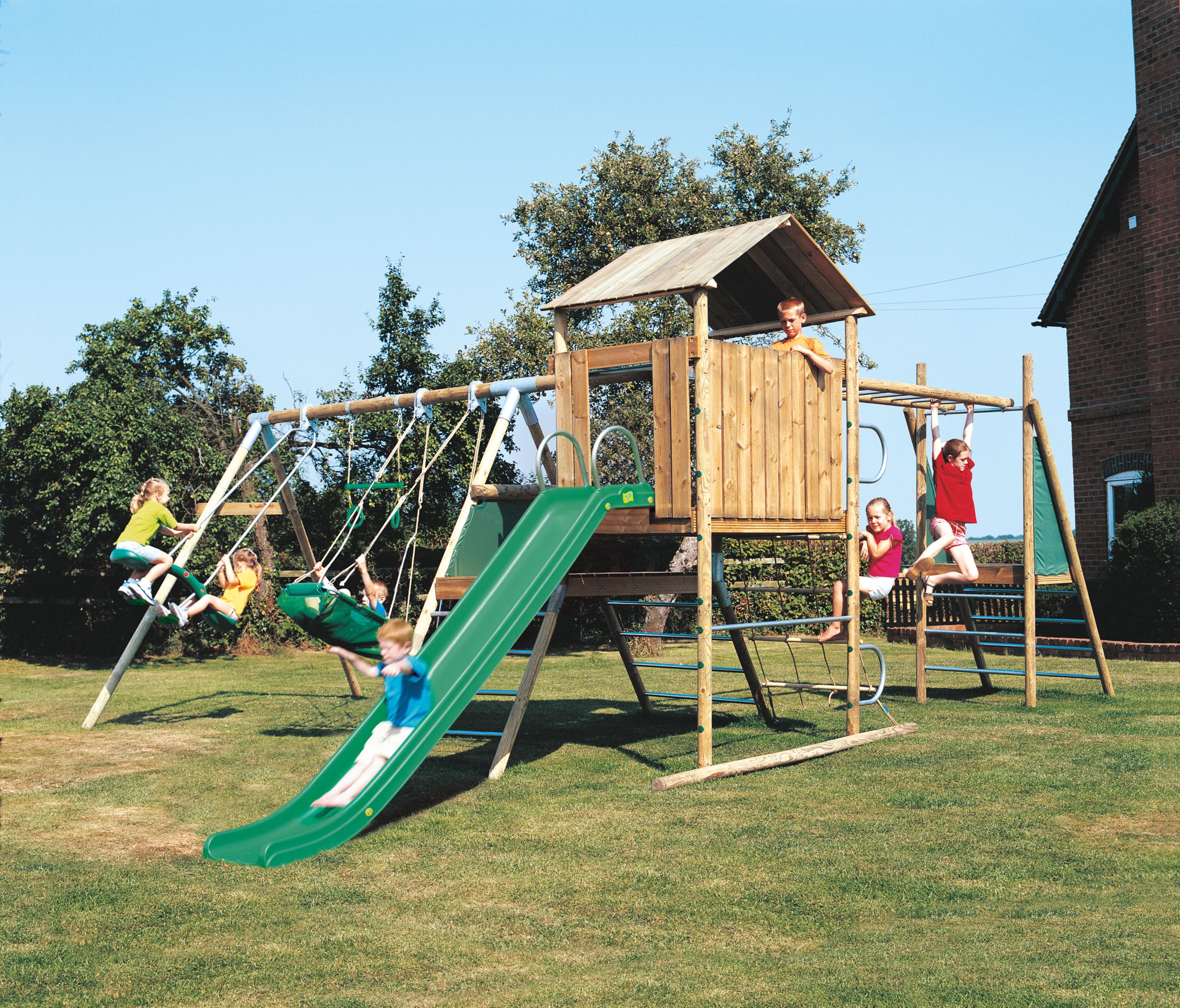 TP Sherwood Tower Climbing Frame and Triple Swing Set
