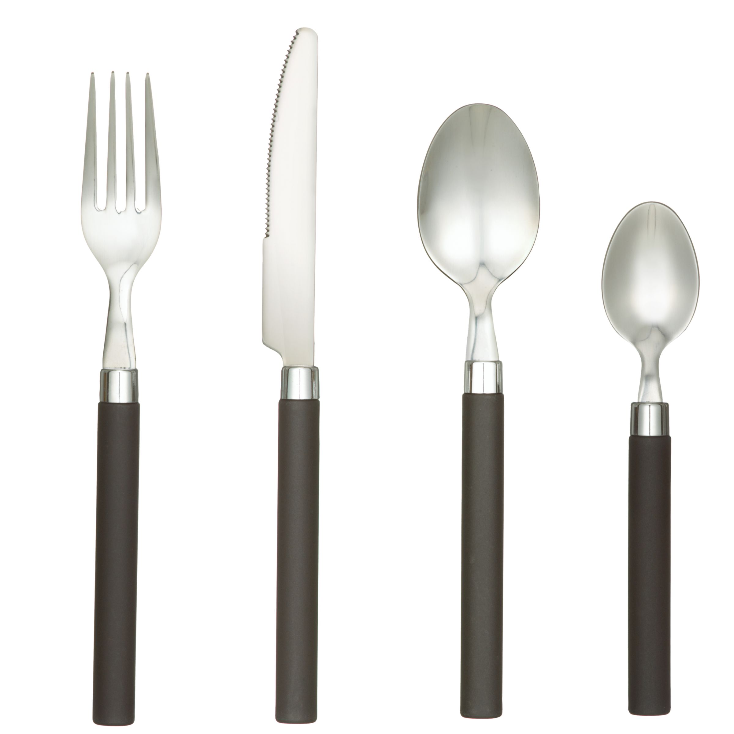 John Lewis Essentials Black Handled Cutlery Set, 16 Piece